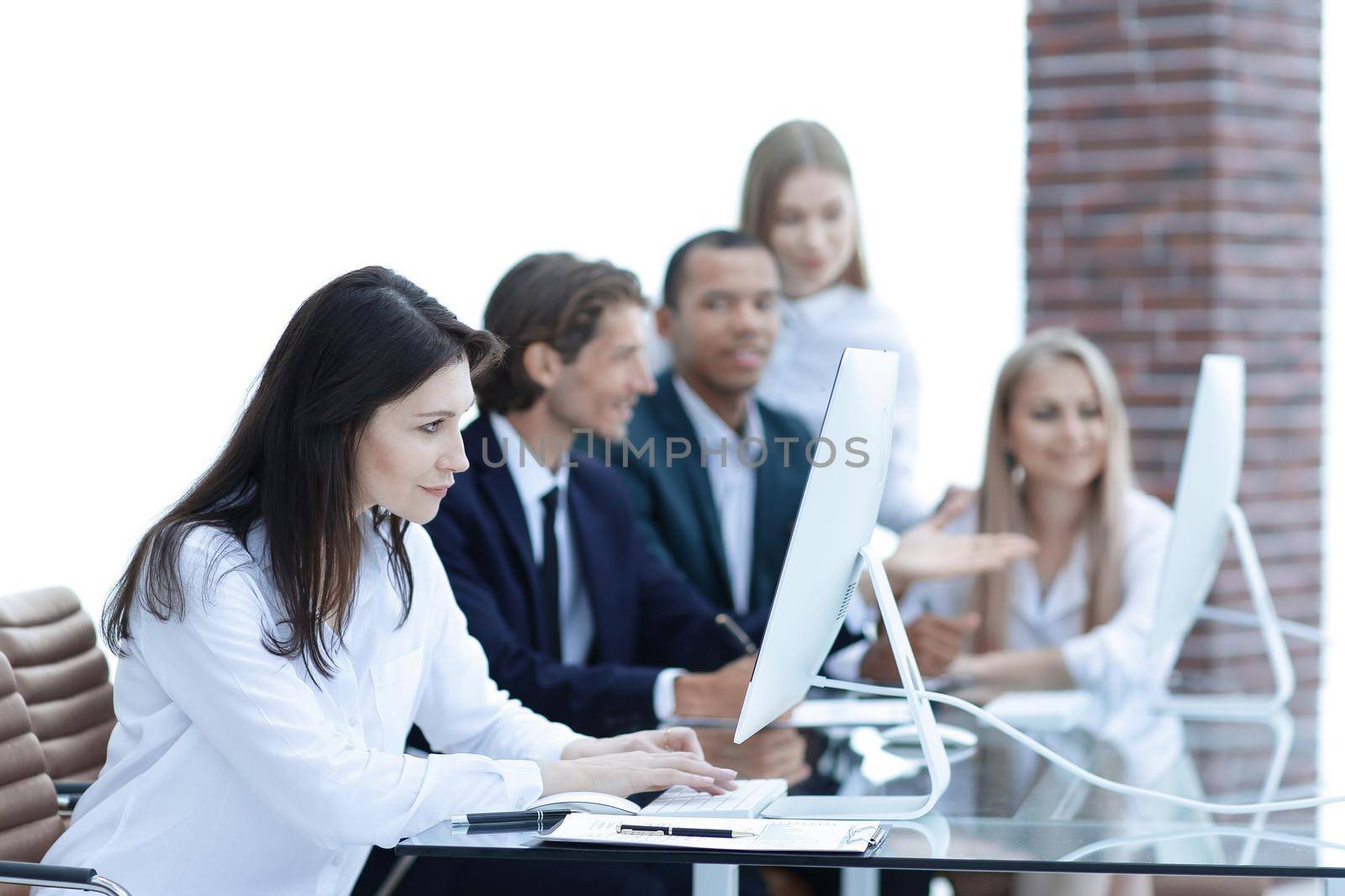 modern business woman at the workshop in the office by SmartPhotoLab