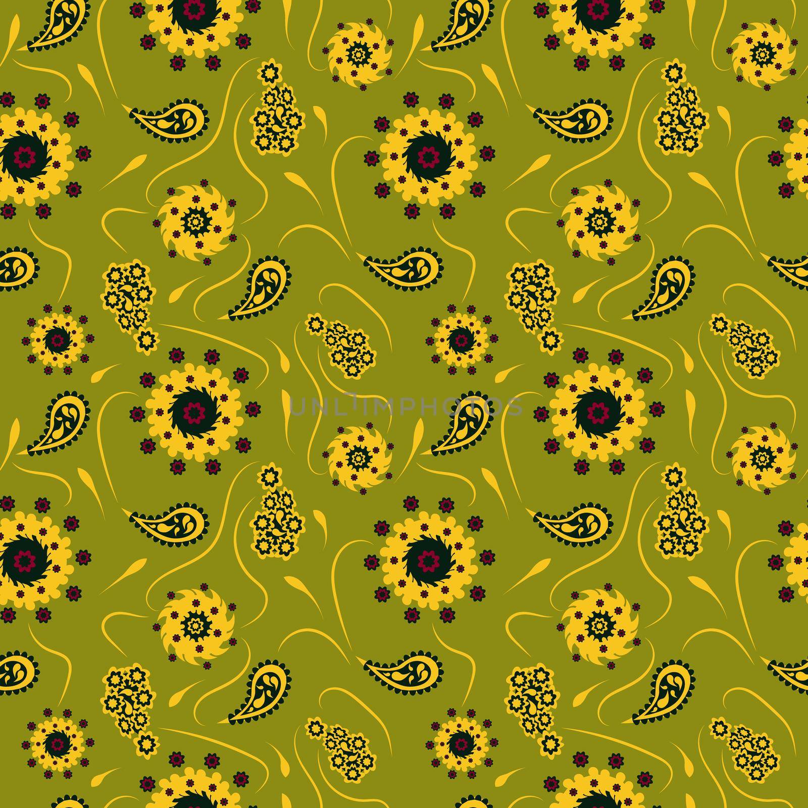 Floral pattern paisley style Paisley print. Doodle background by eskimos