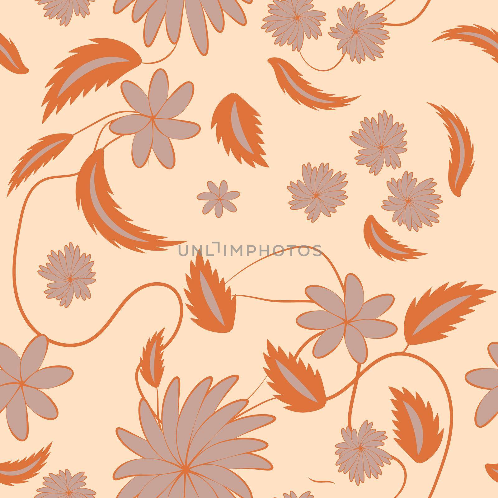 Floral pattern with flowers and leaves  Fantasy flowers Abstract Floral geometric fantasy