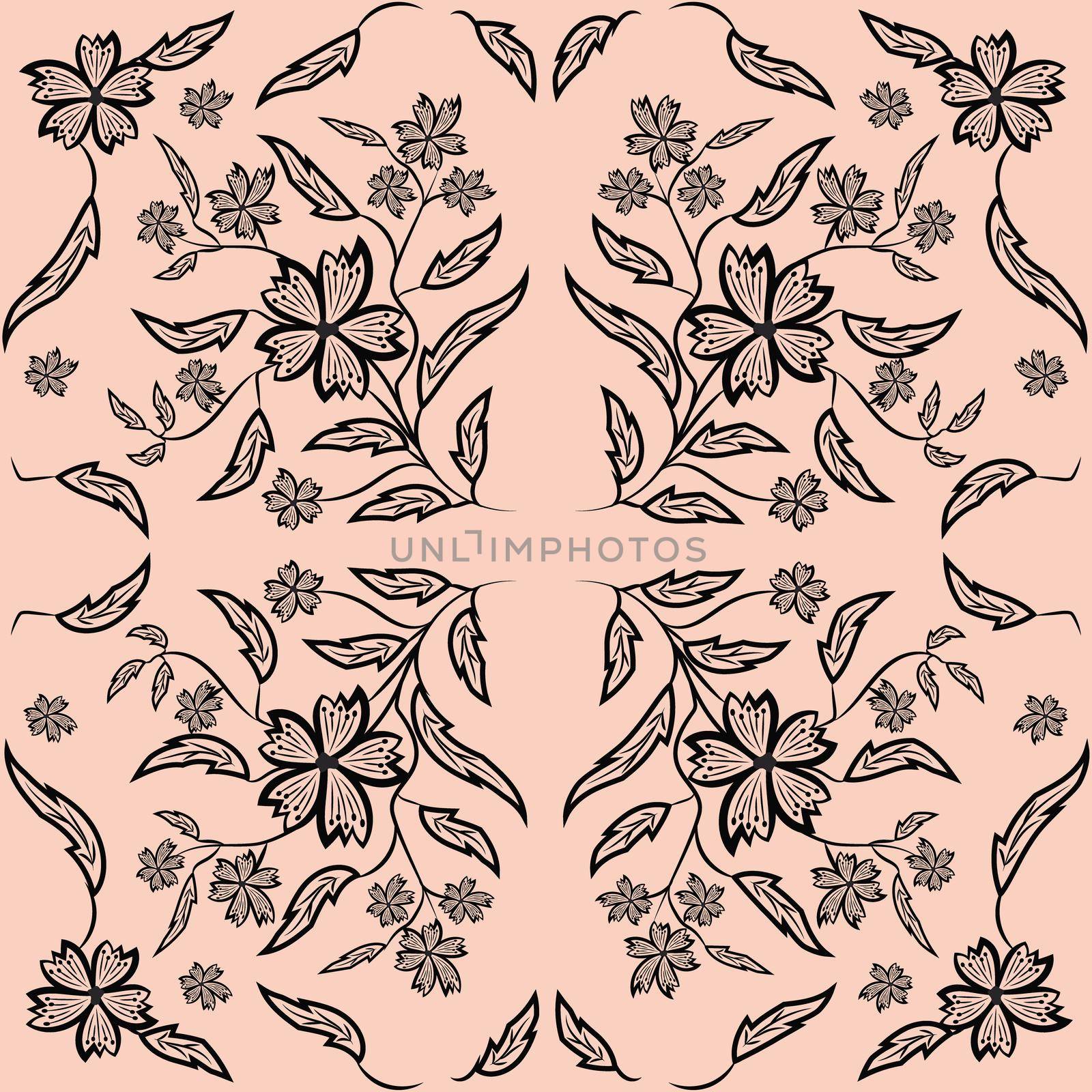 Floral pattern with flowers and leaves  Fantasy flowers Abstract Floral geometric fantasy