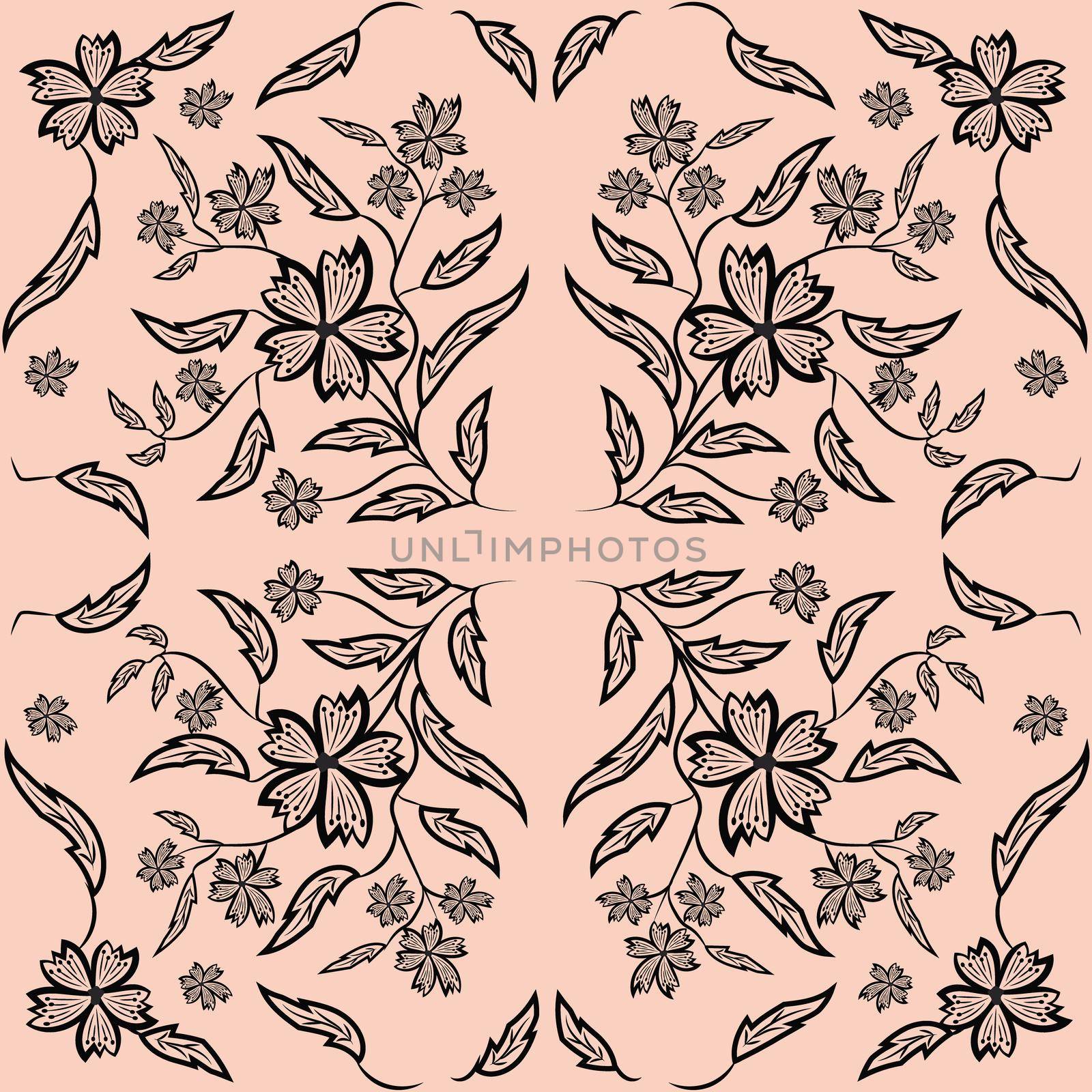 Floral pattern with flowers and leaves  Fantasy flowers Abstract Floral geometric fantasy