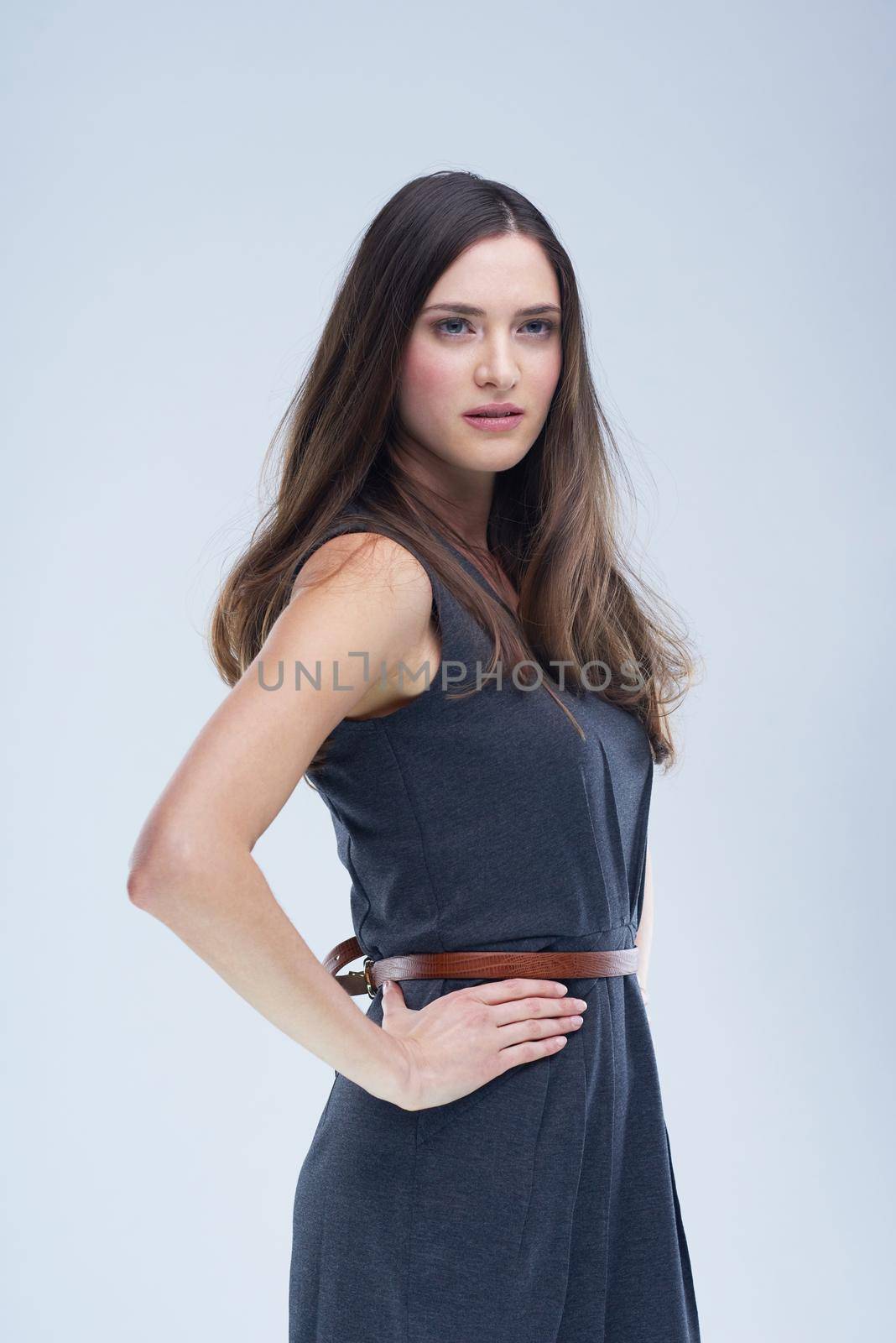 portrait of young woman isolated on white background  in studio