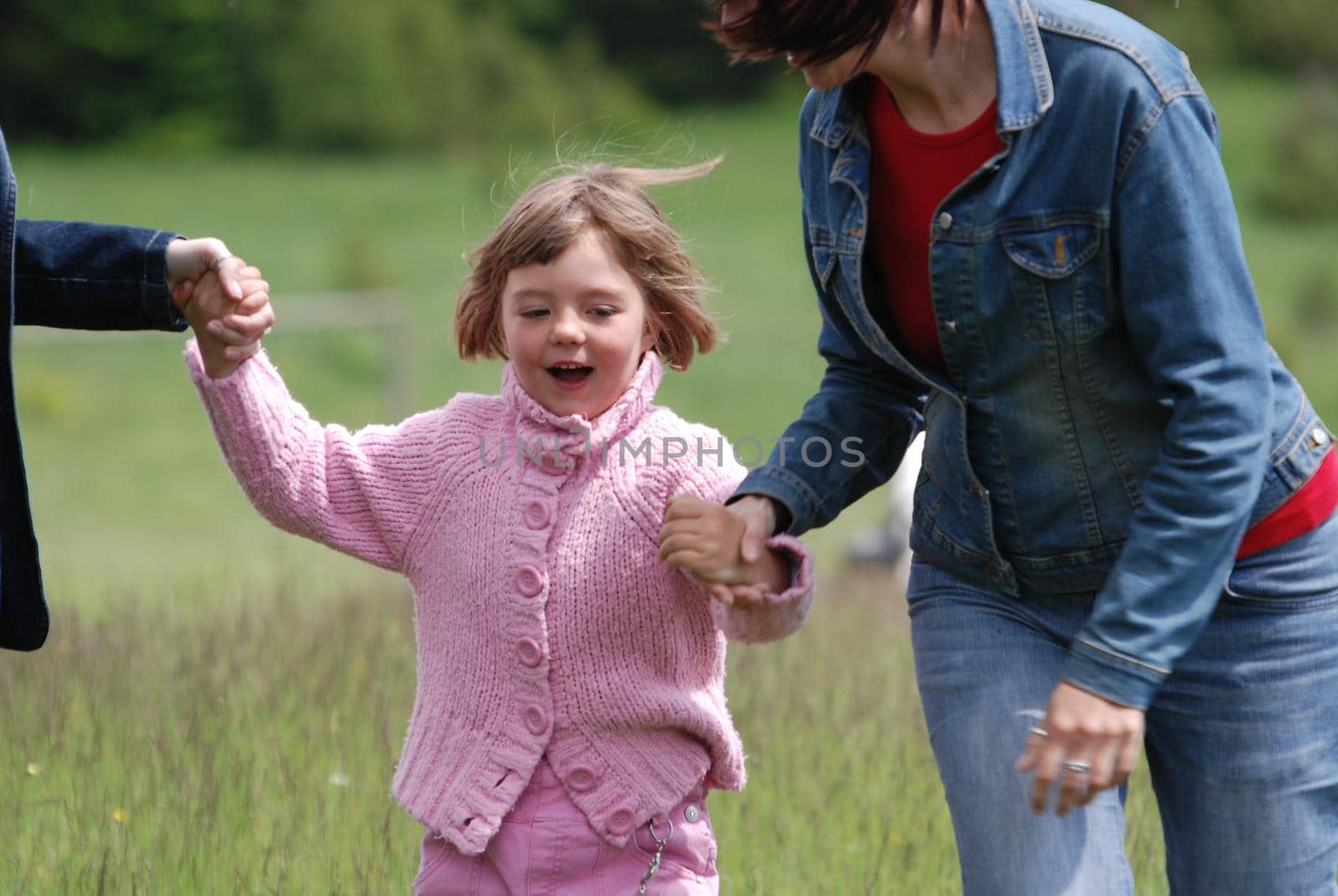 happy girl running in nature