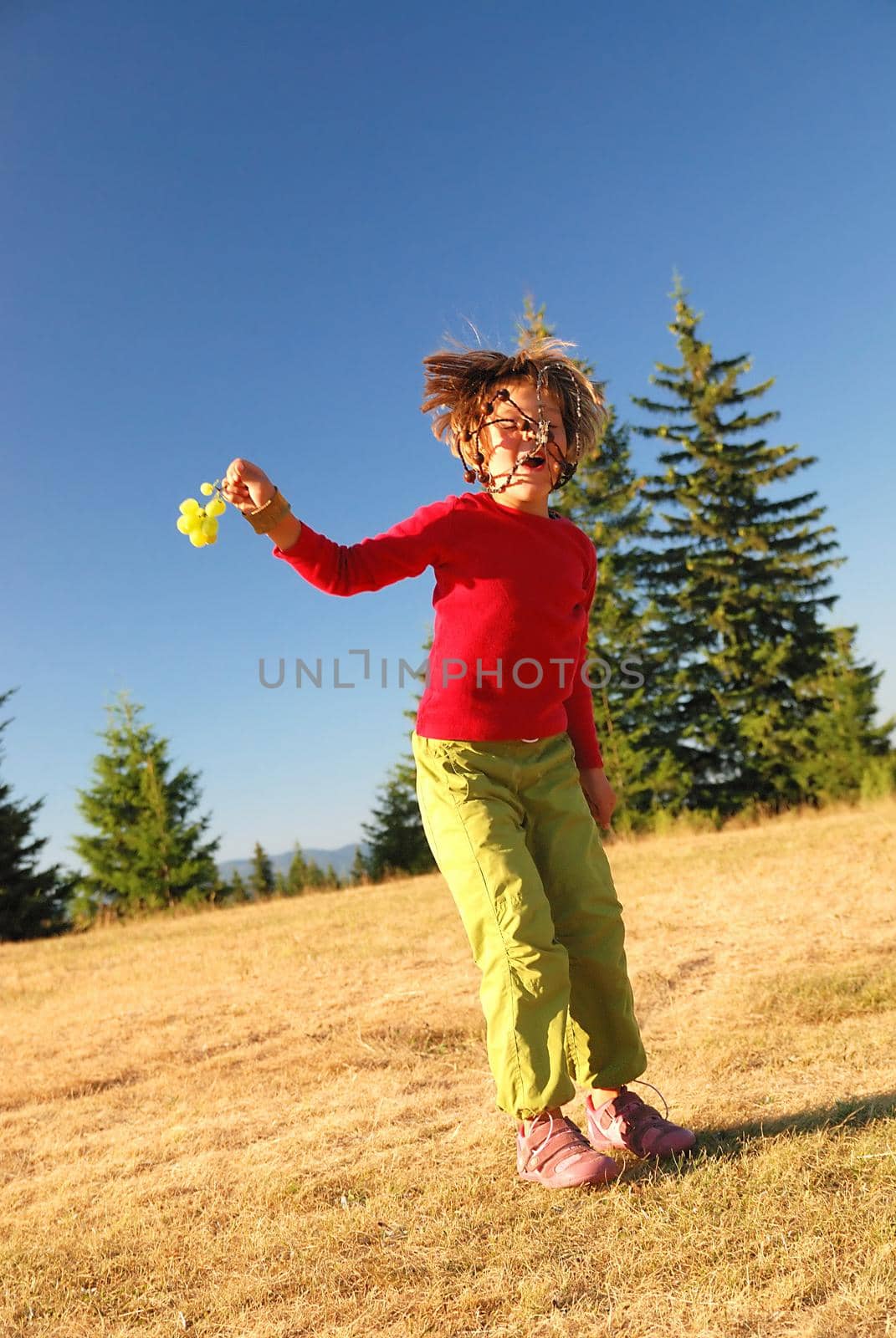 happy child jumping in nature by dotshock