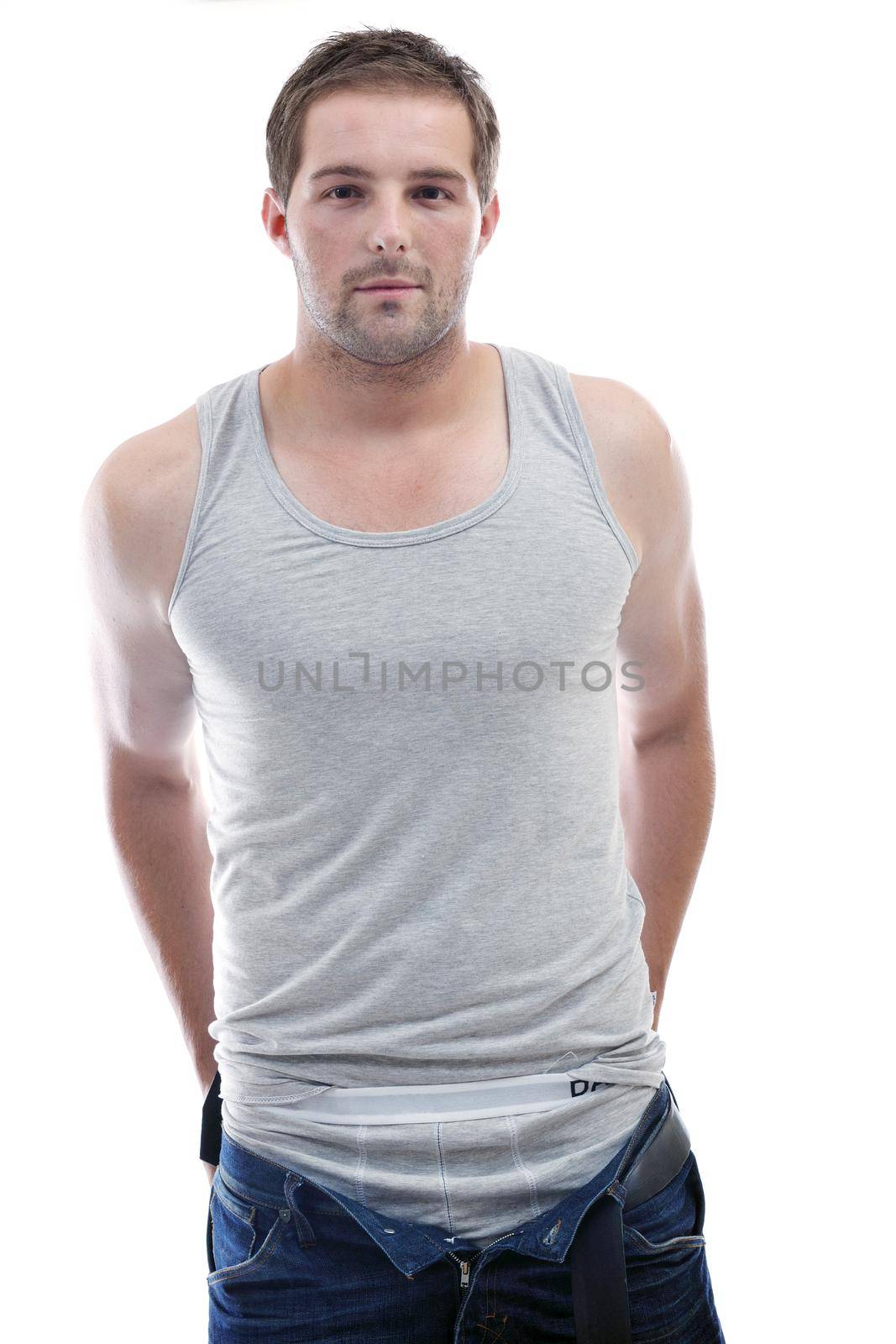 healthy fit young man islated on white background by dotshock