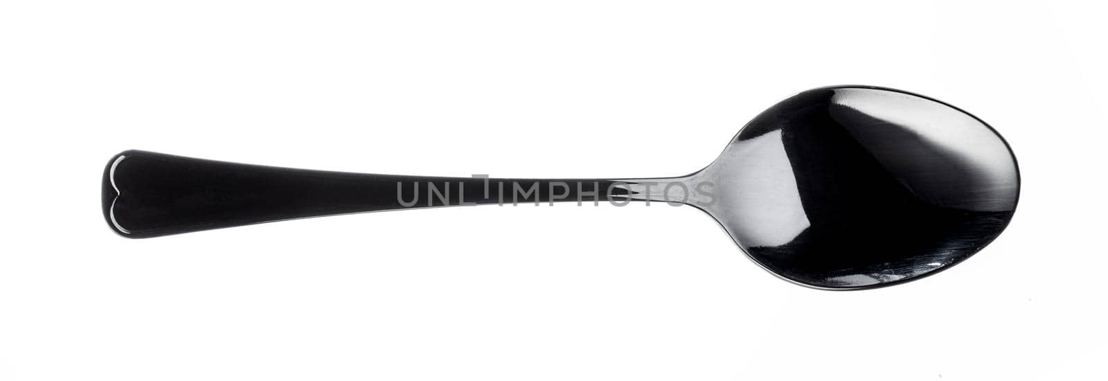 Plastic black spoon isolated on a white background by Fabrikasimf