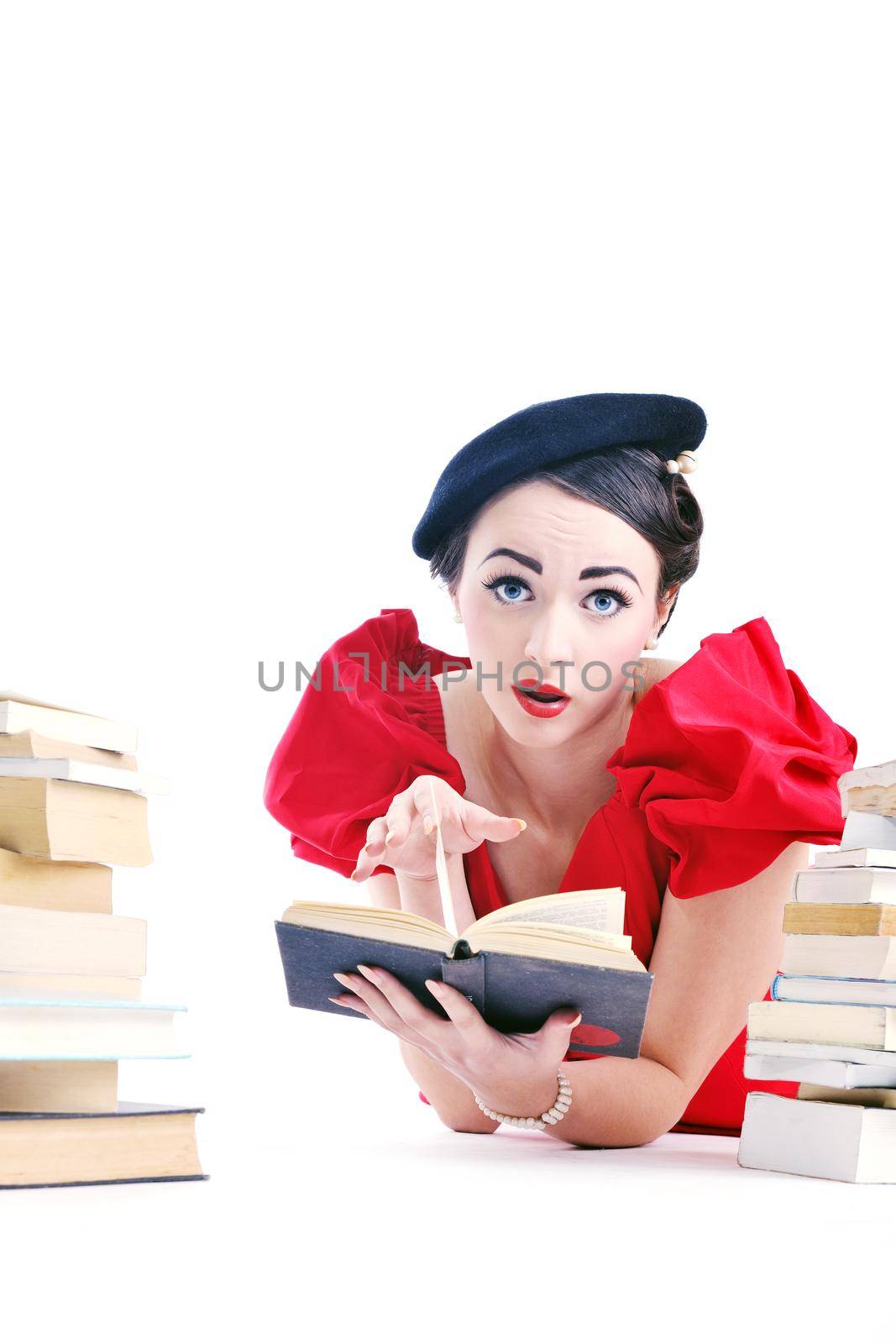 beautiful young woman read book by dotshock