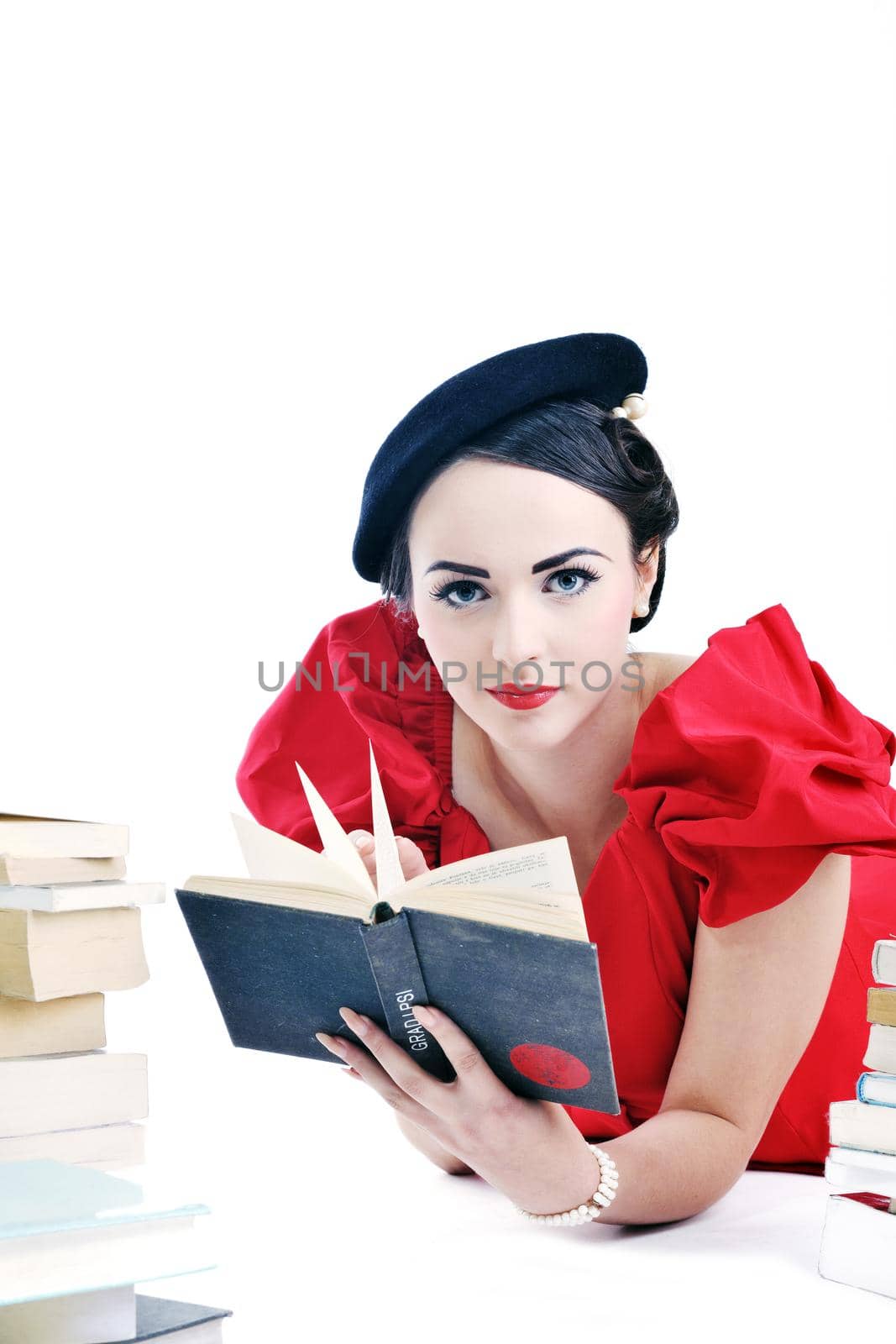 beautiful young woman read book by dotshock