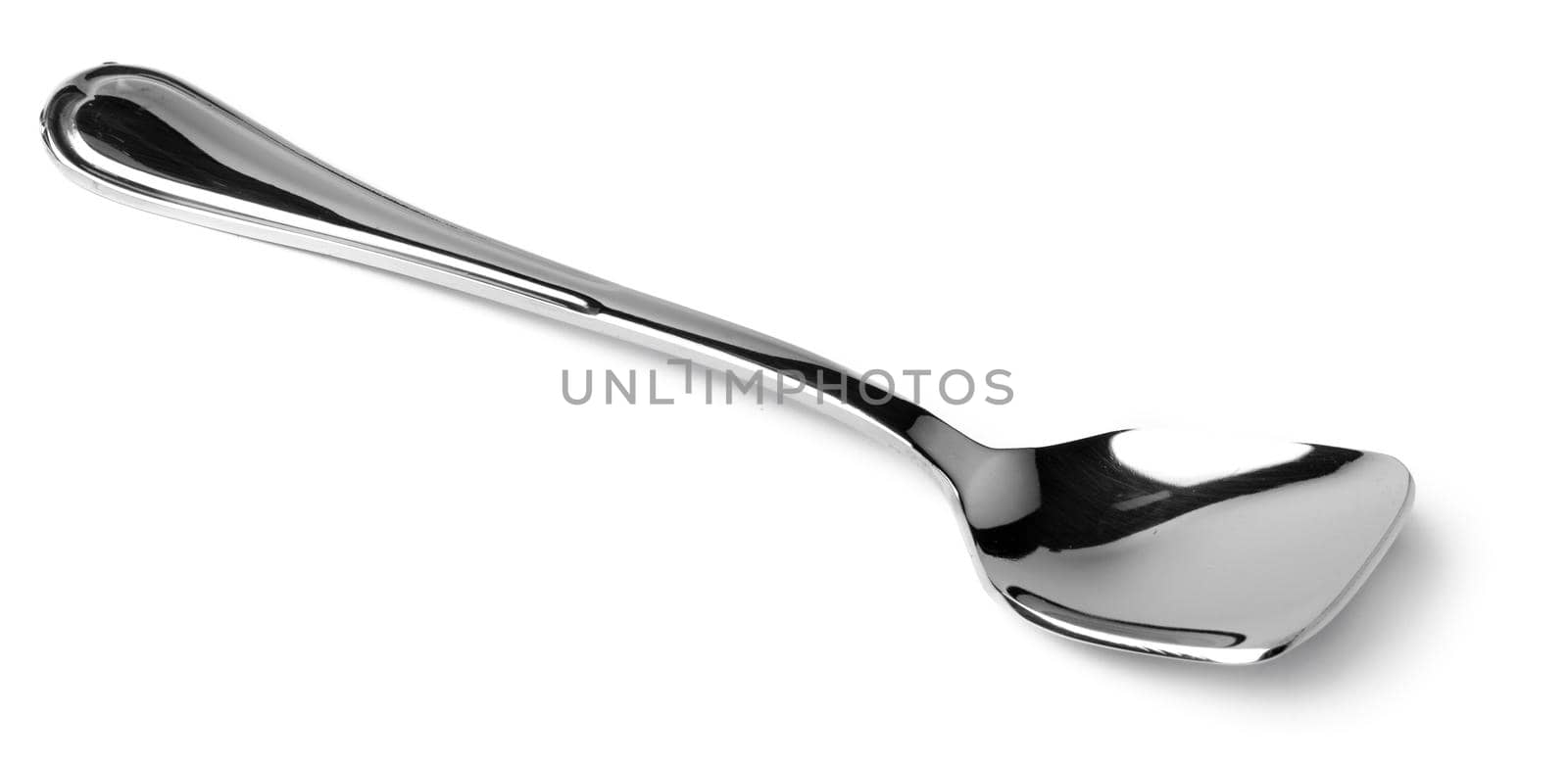 Silver spoon isolated on white background close up by Fabrikasimf