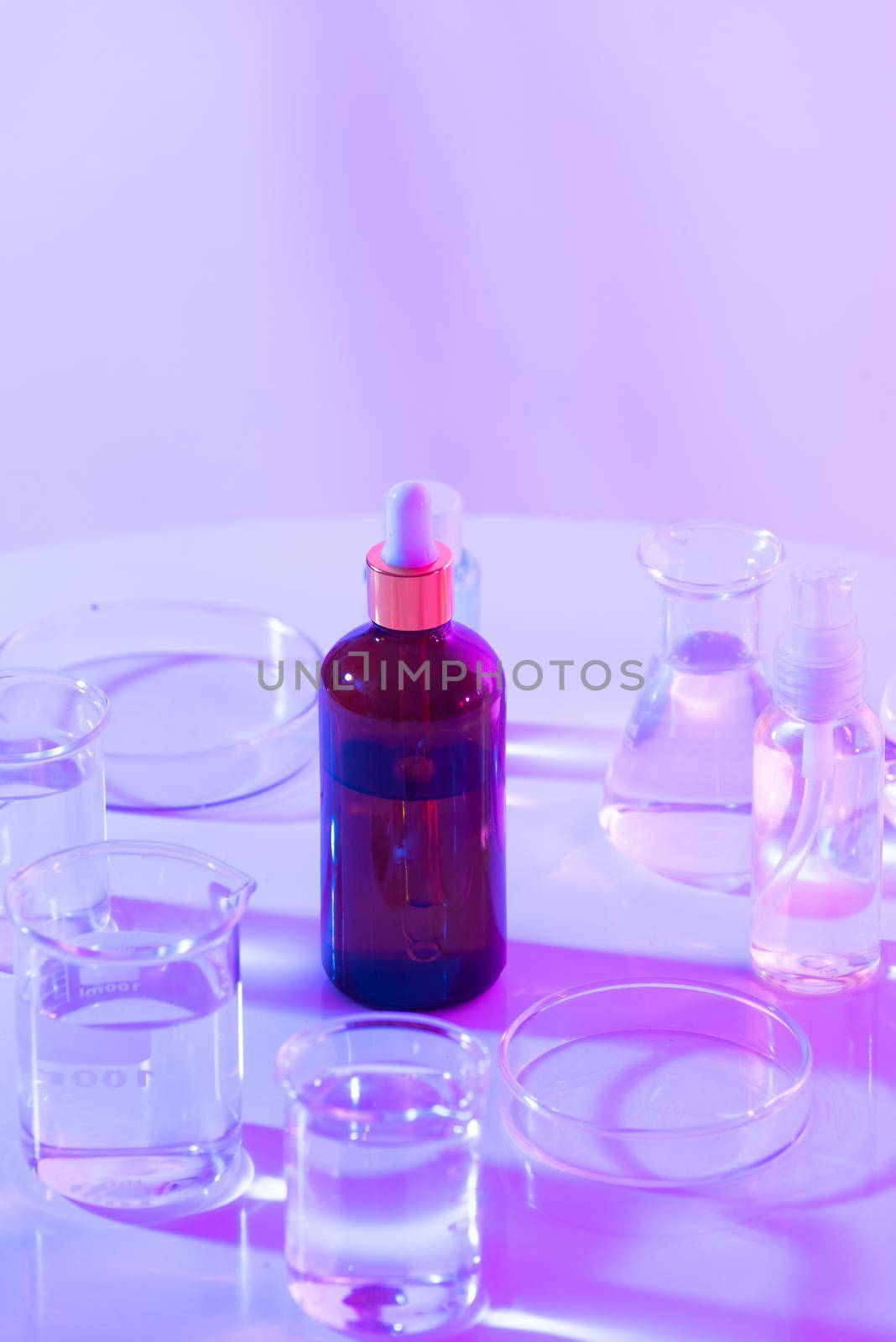 flask of water olution in science laboratory background 