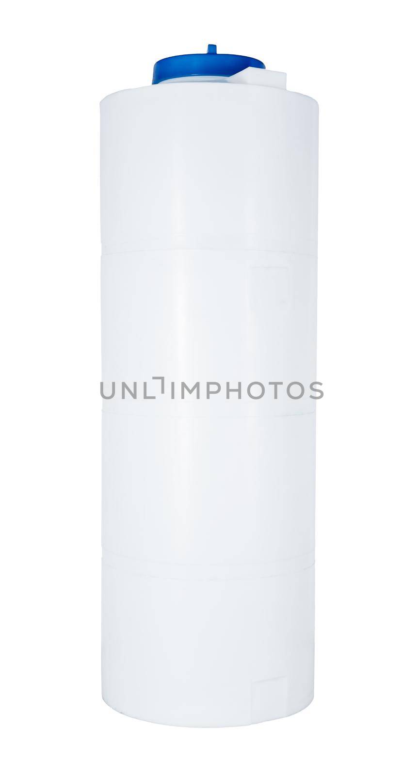 White plastic Water Tank isolated on white background close up.