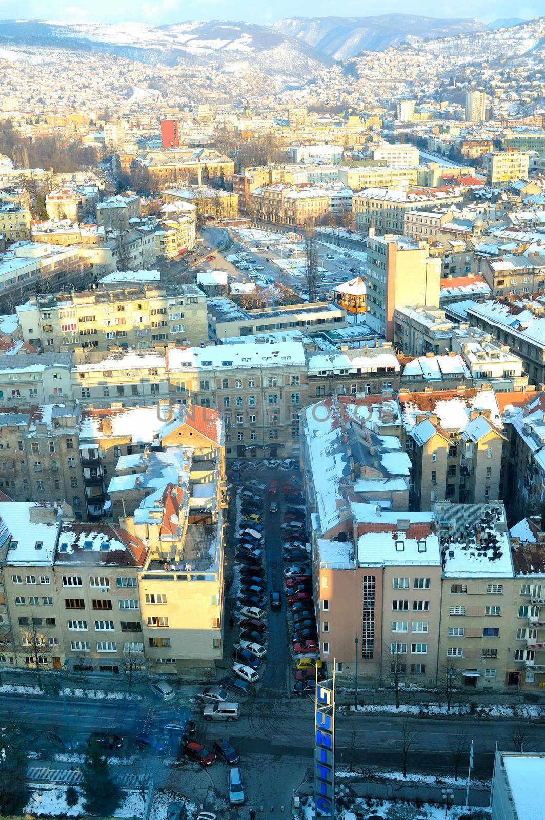 sarajevo city landscape at winter season