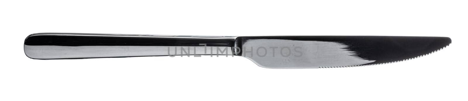 Silver knife isolated on white background close up photo