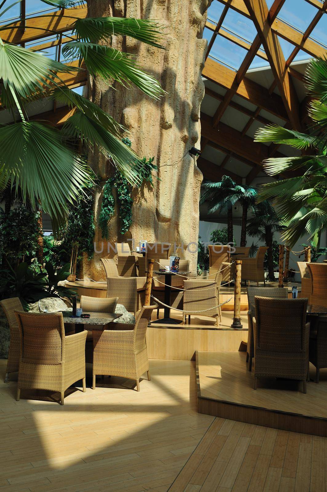 tropical restaurant indoor by dotshock