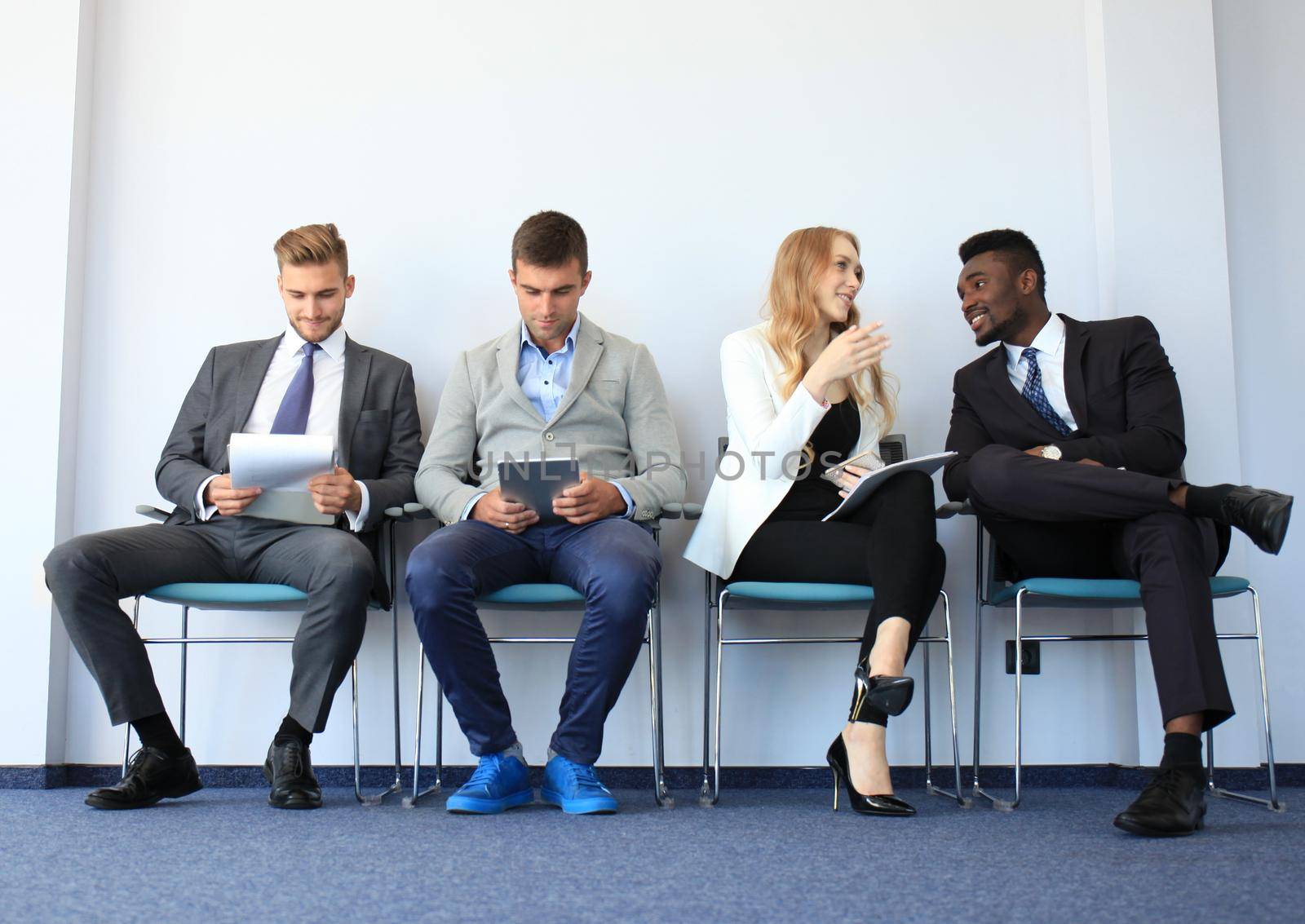 Stressful people waiting for job interview
