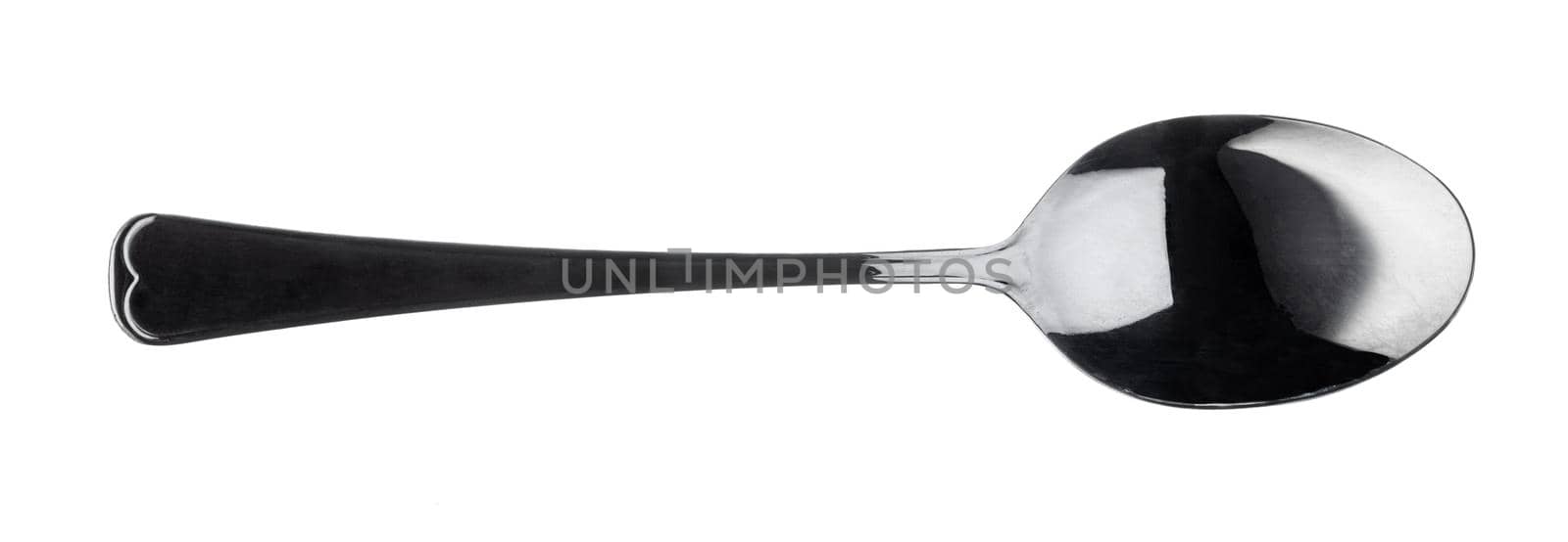 Plastic black spoon isolated on a white background close up