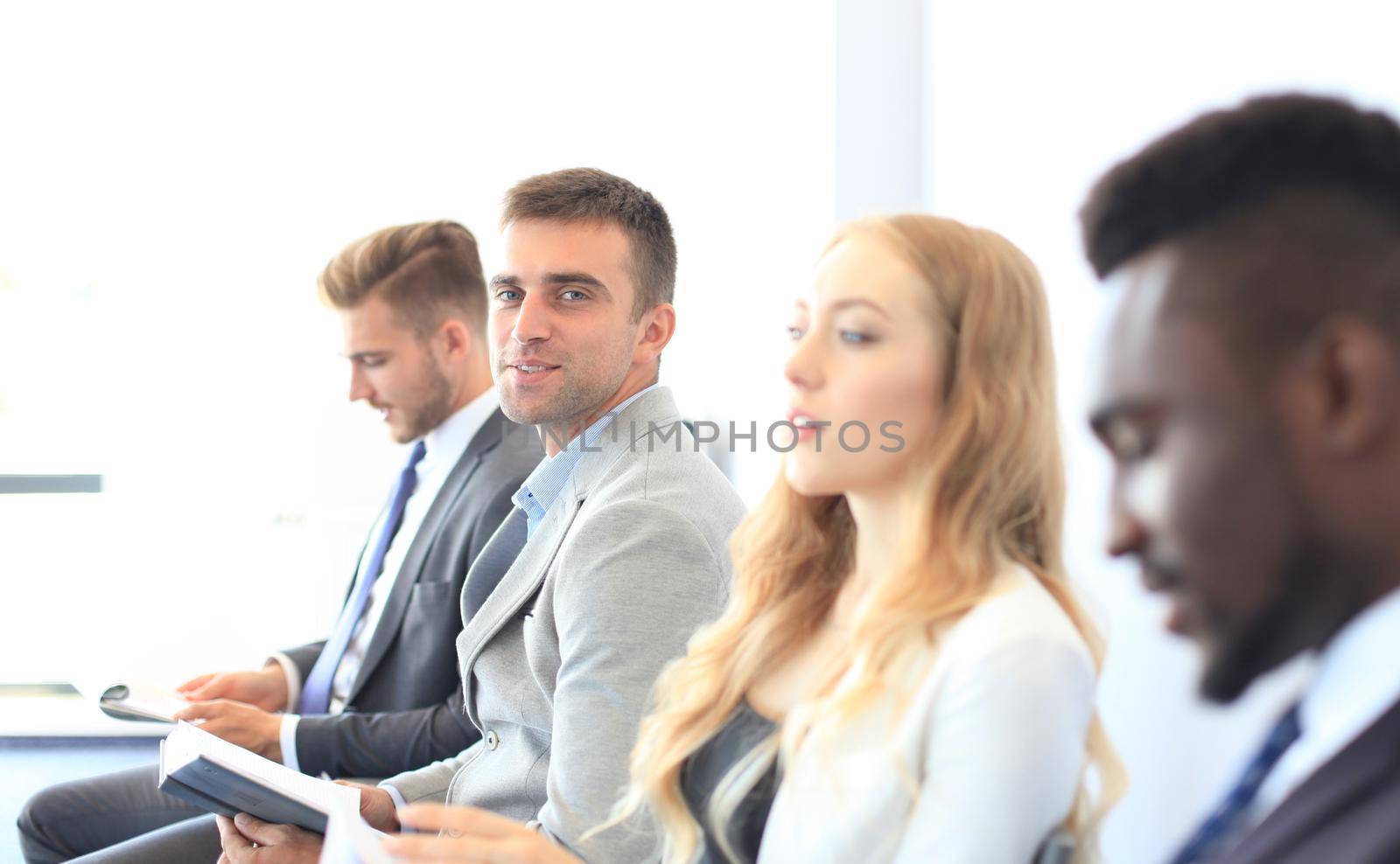Stressful people waiting for job interview