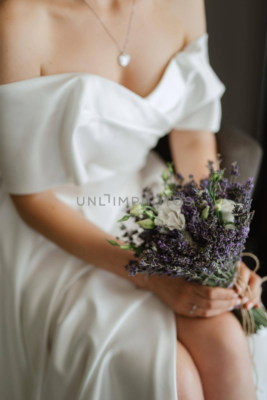 lavender elegant wedding bouquet of fresh natural flowers and greenery