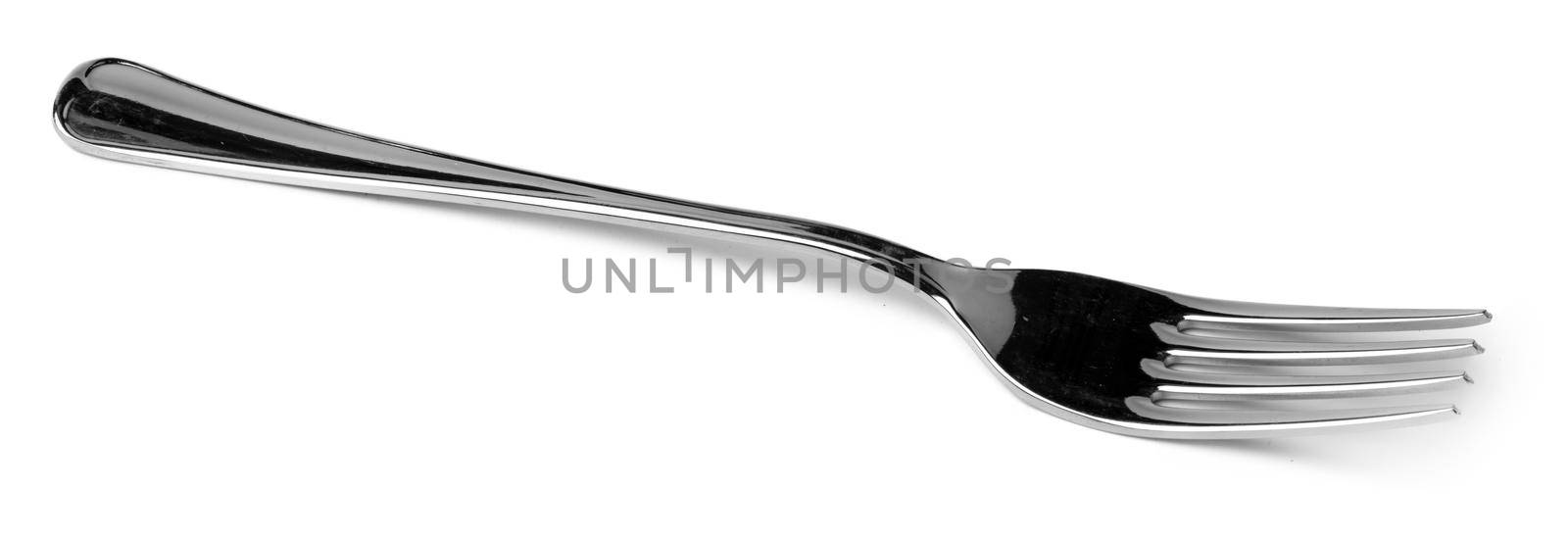 Silver dining fork isolated on white background by Fabrikasimf