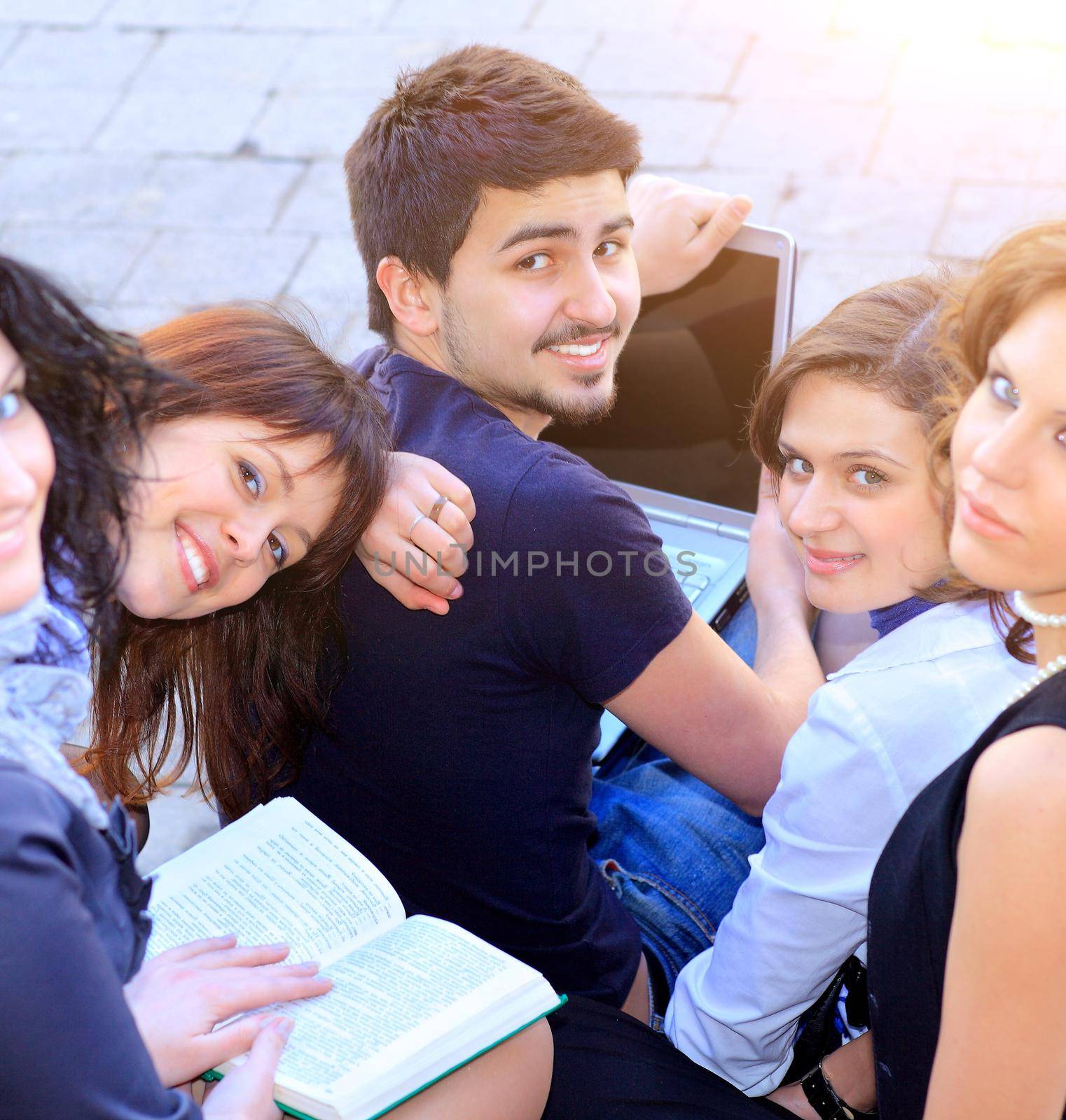 close up.group of young people with laptop.concept of education