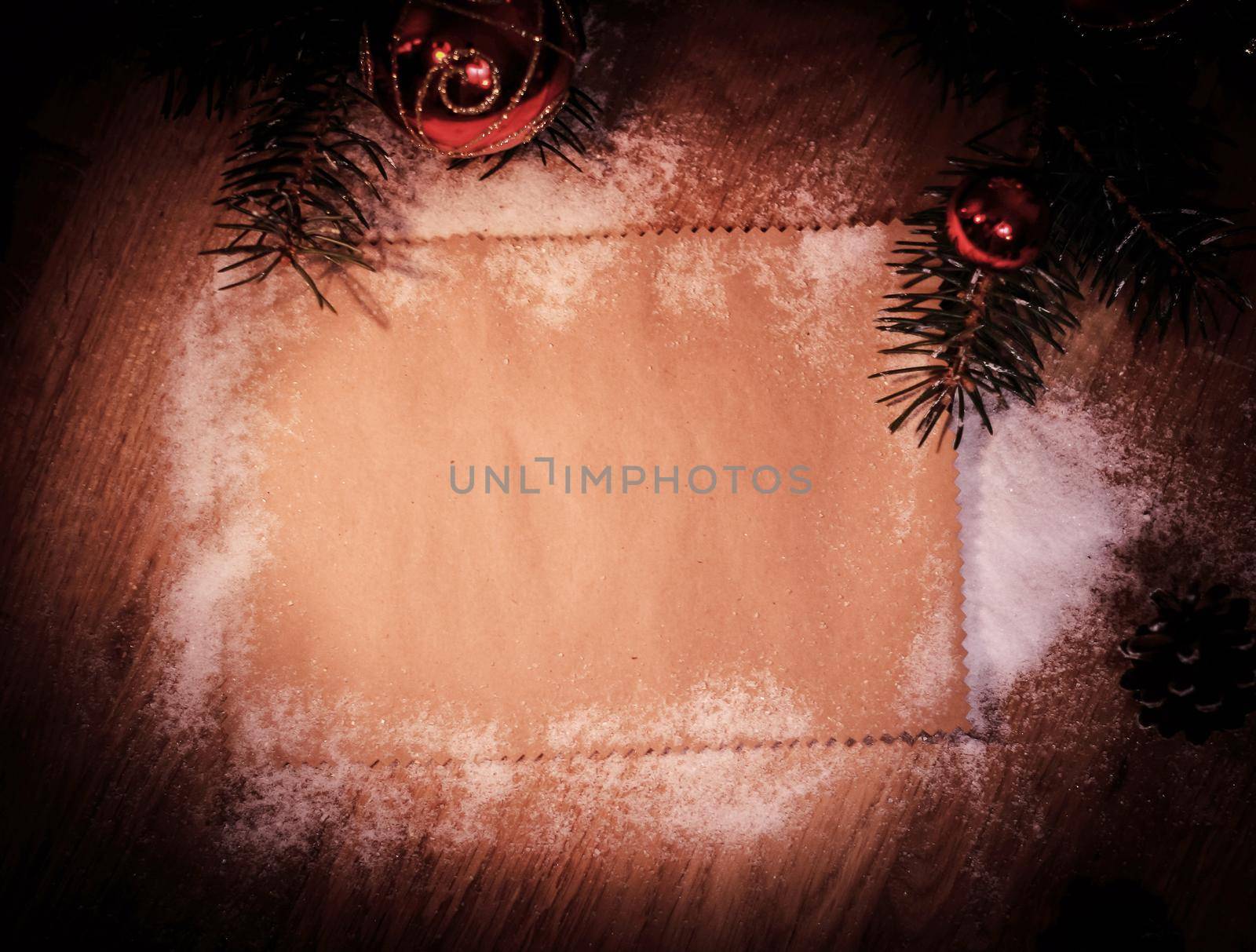 blank sheet for greetings and Christmas decorations by SmartPhotoLab