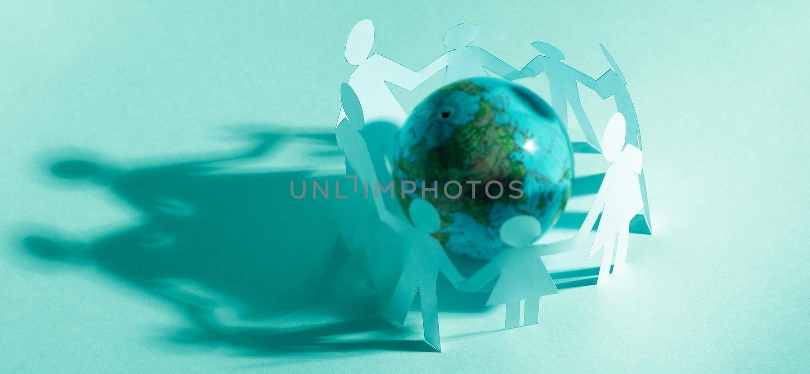 glass globe and the family paper doll by SmartPhotoLab