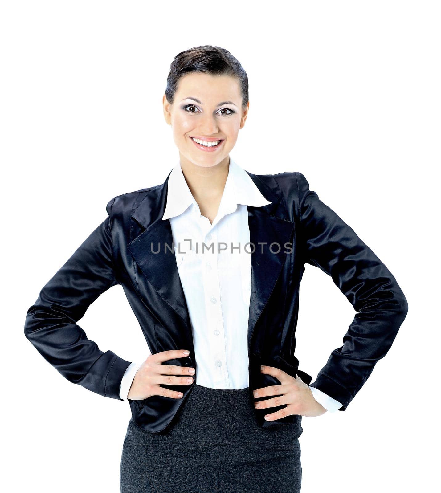 Beautiful business woman nice smiles. isolated on a white by SmartPhotoLab