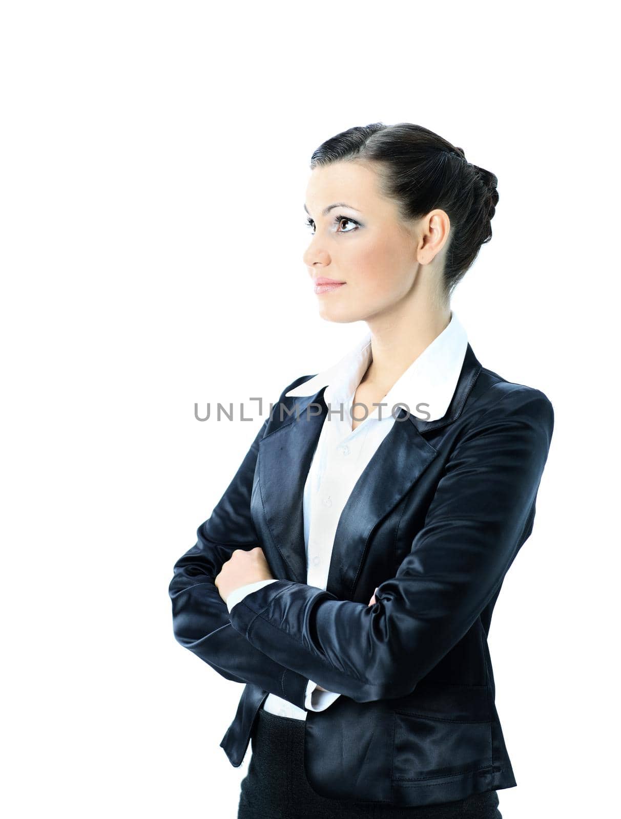 Nice business woman. Isolated on a white background.photo with copy space