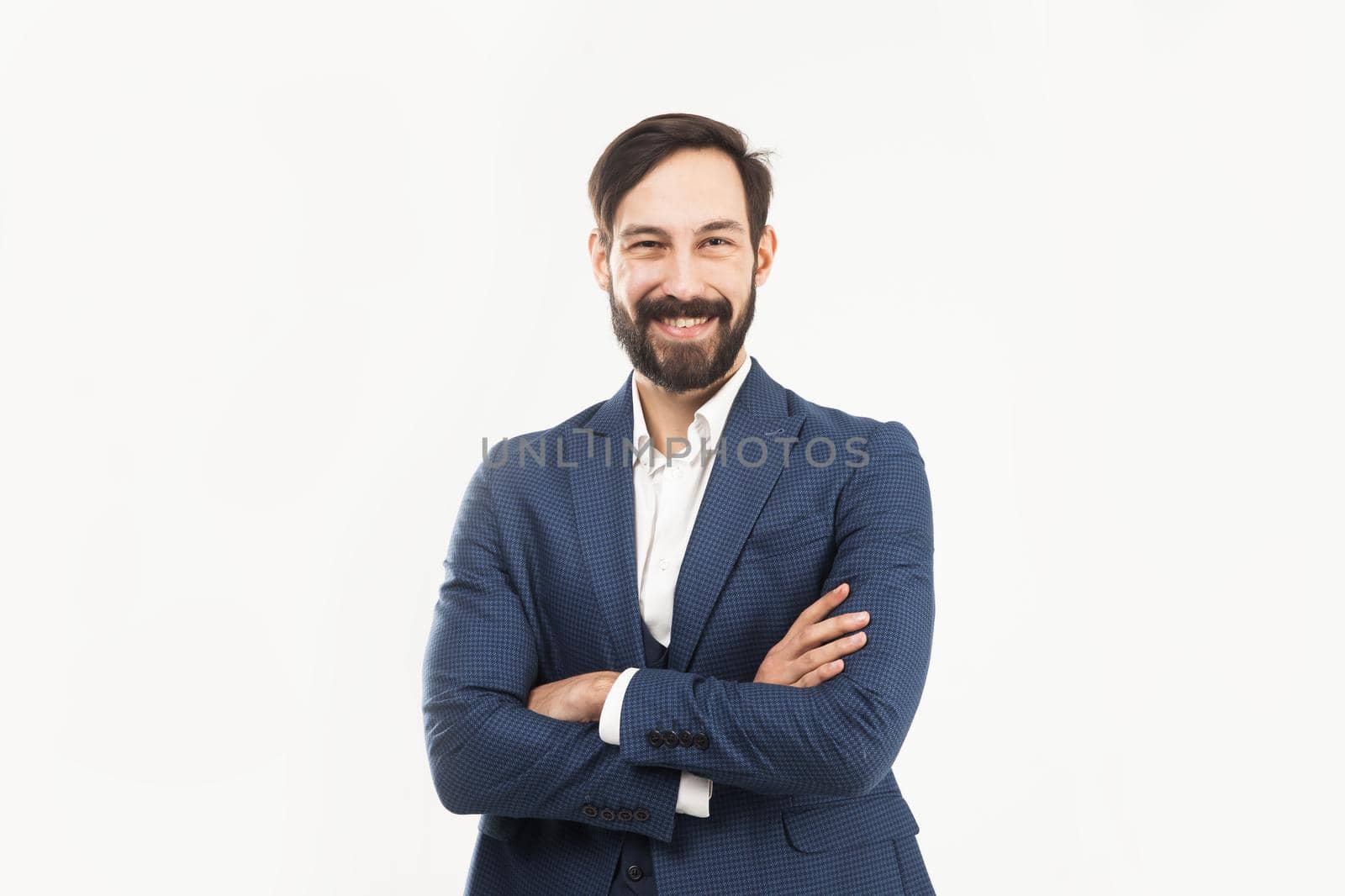 confident businessman in a business suit.the photo has a empty space for your text