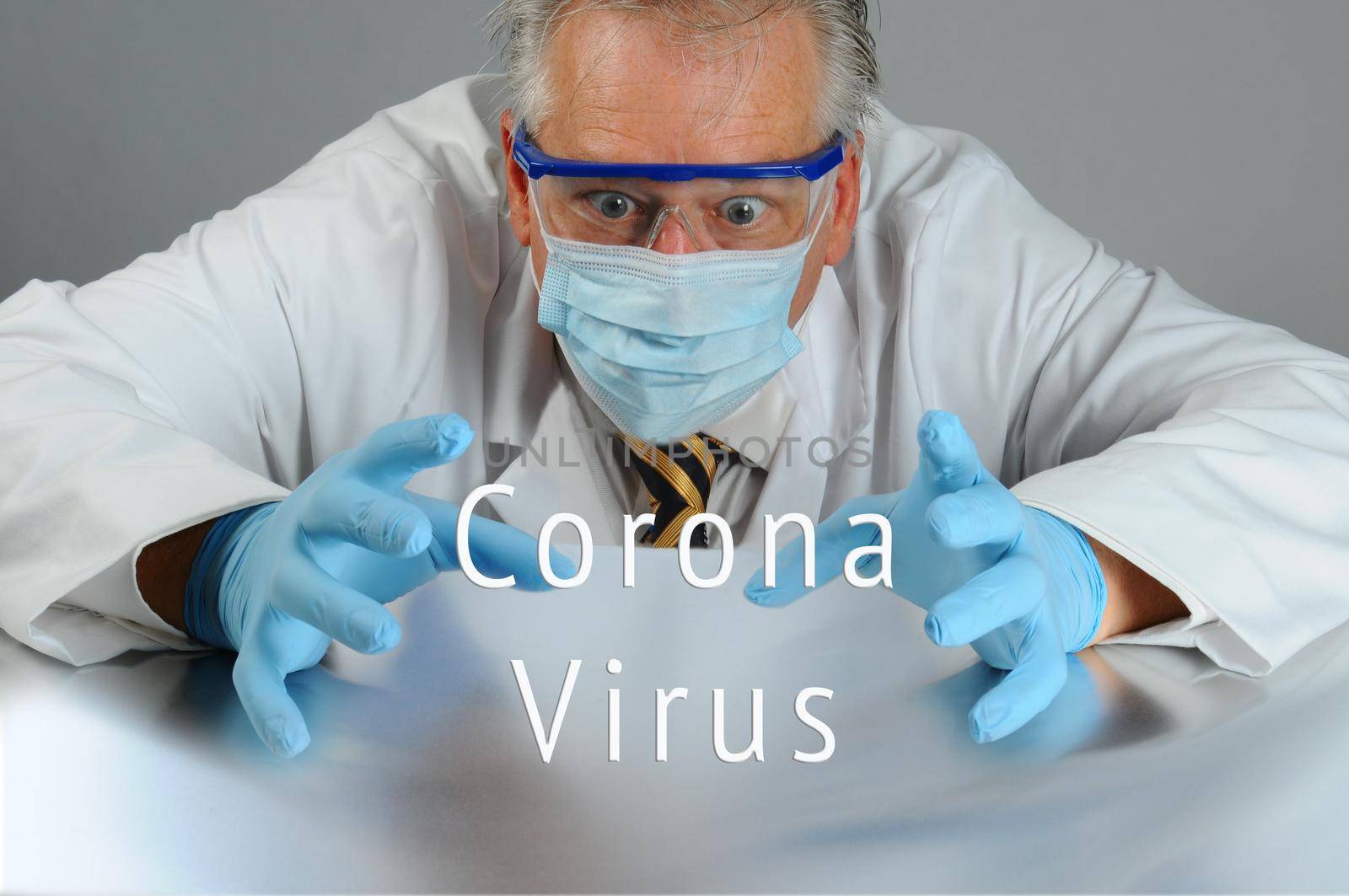 Doctor or scientist trying to get his hands around the Coronavirus, before and epicemic breaks out. by sCukrov