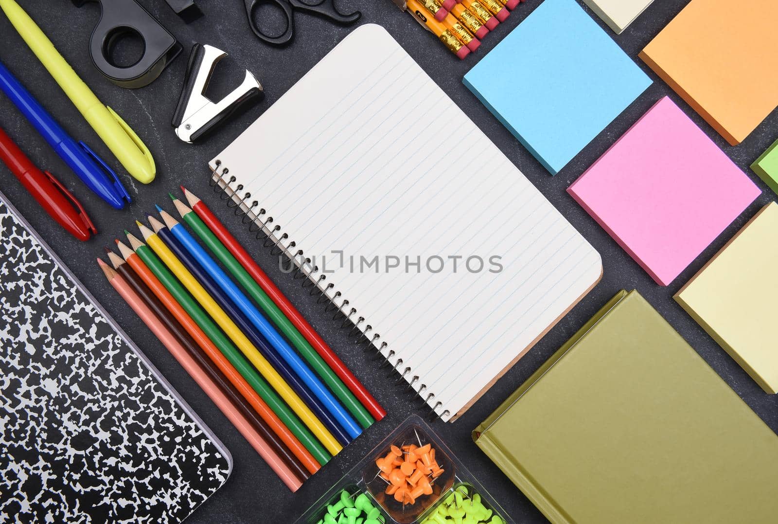 School Supplies Still Life Top View by sCukrov