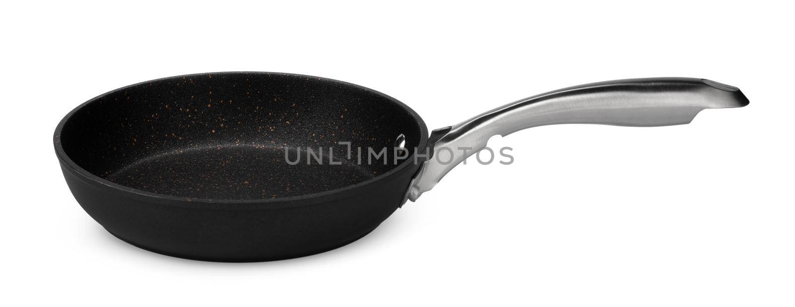 New black frying pan isolated on white background by Fabrikasimf