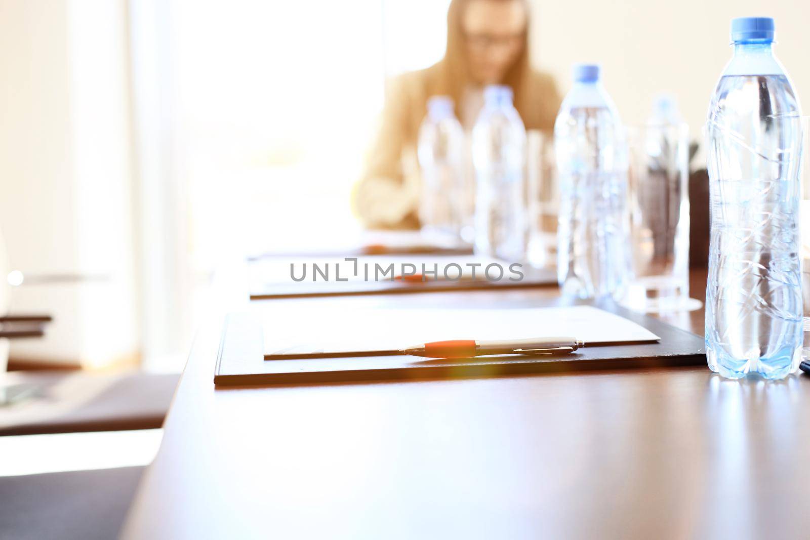 Closeup of an empty conference room before meeting. by tsyhun