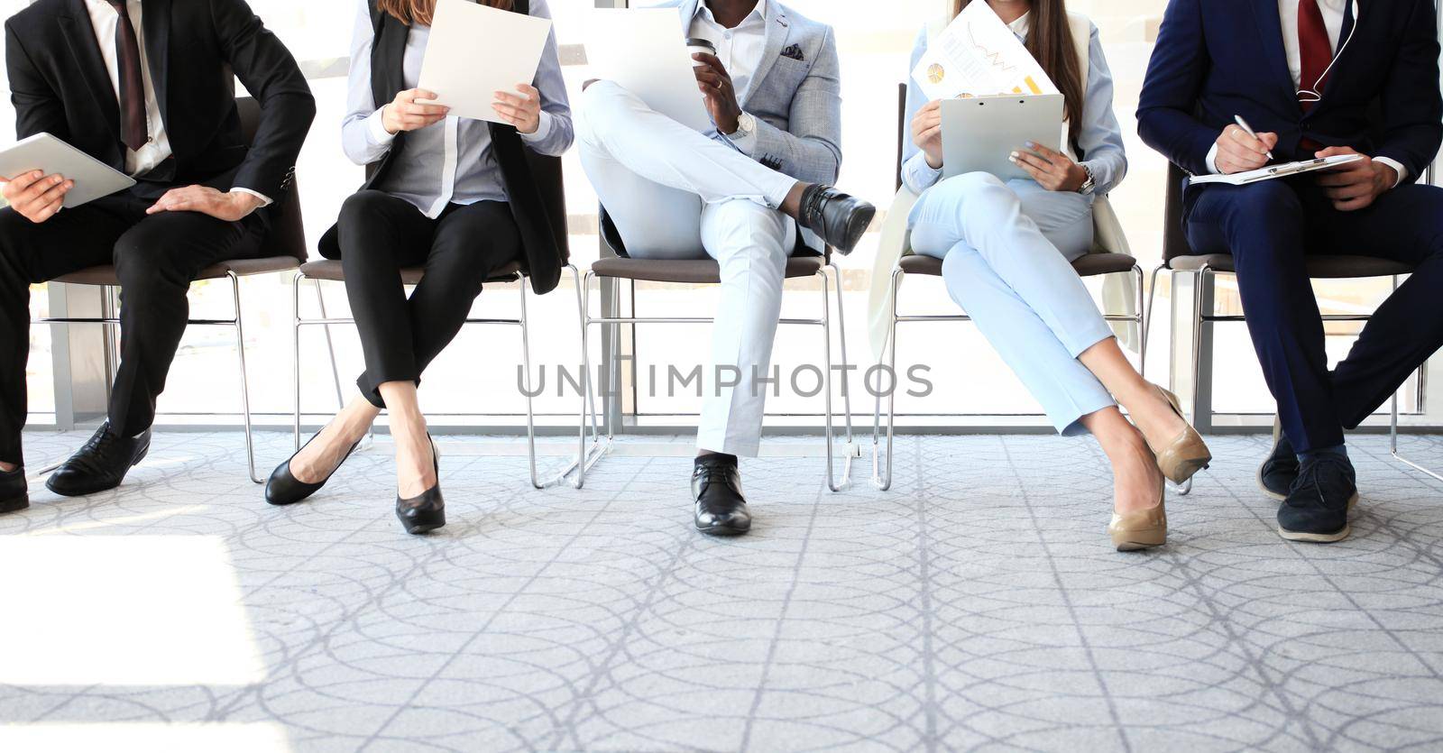 Stressful people waiting for job interview