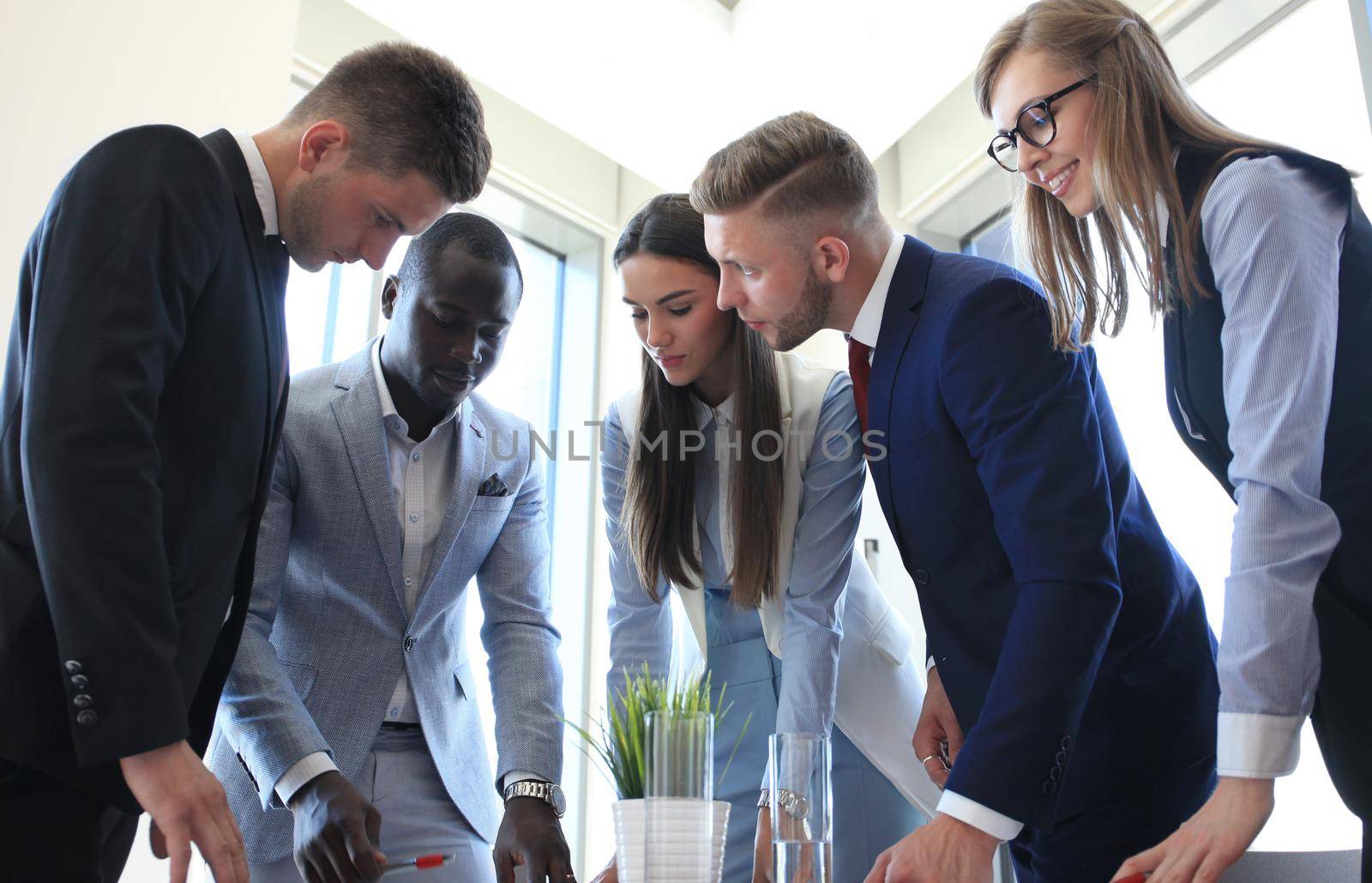 Business team discussing together business plans in office