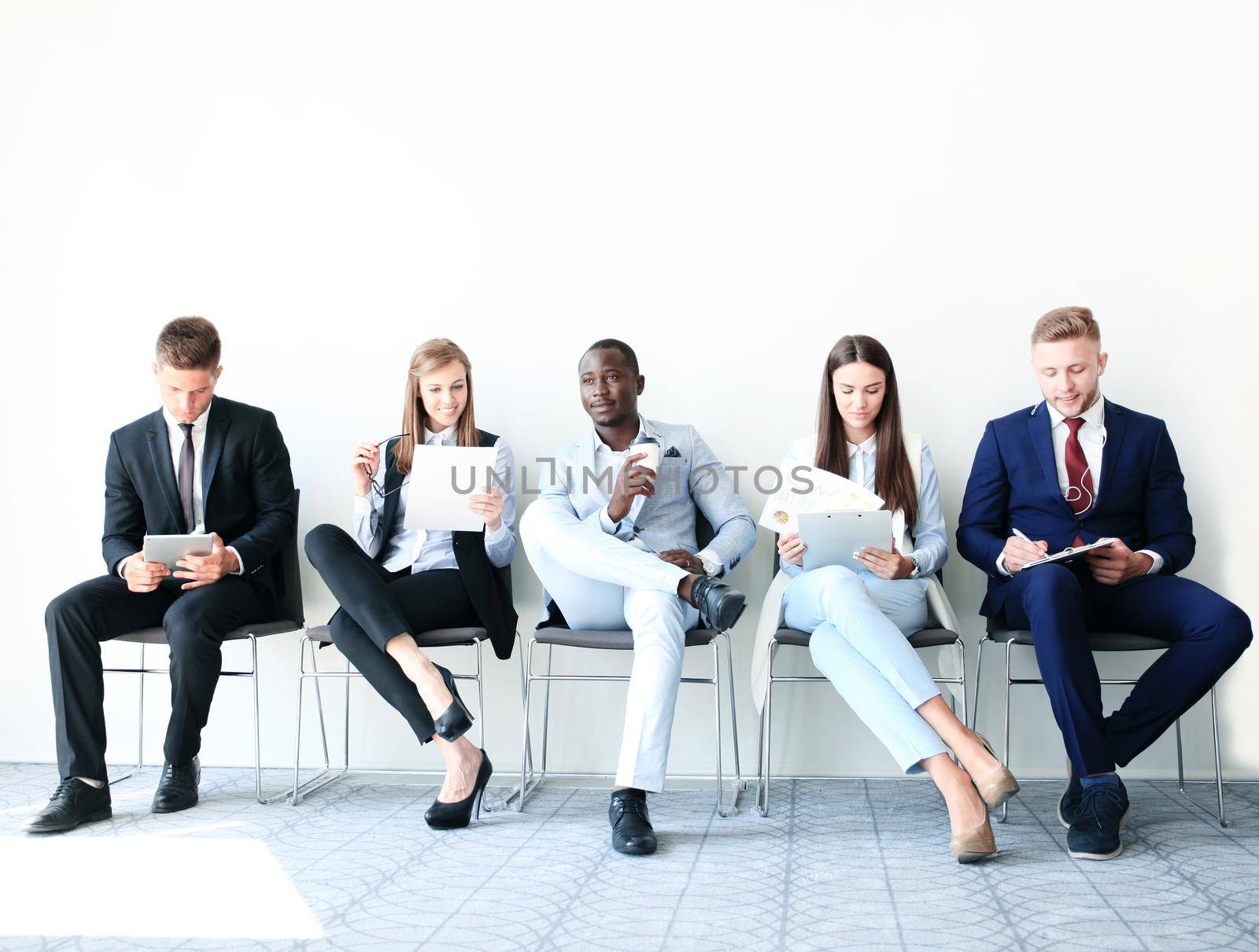 Stressful people waiting for job interview