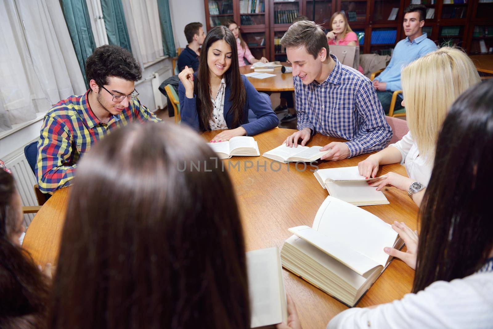 happy teens group in school by dotshock