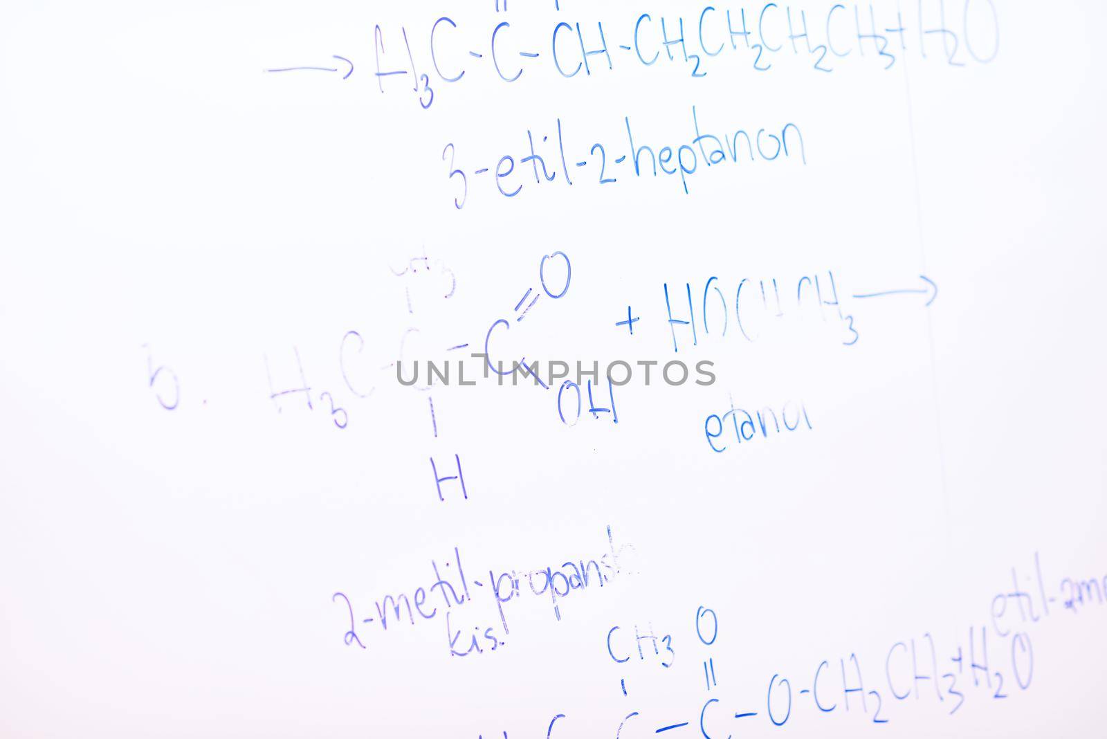 abstract science and  chemical molecule structure on white board in school classroom background