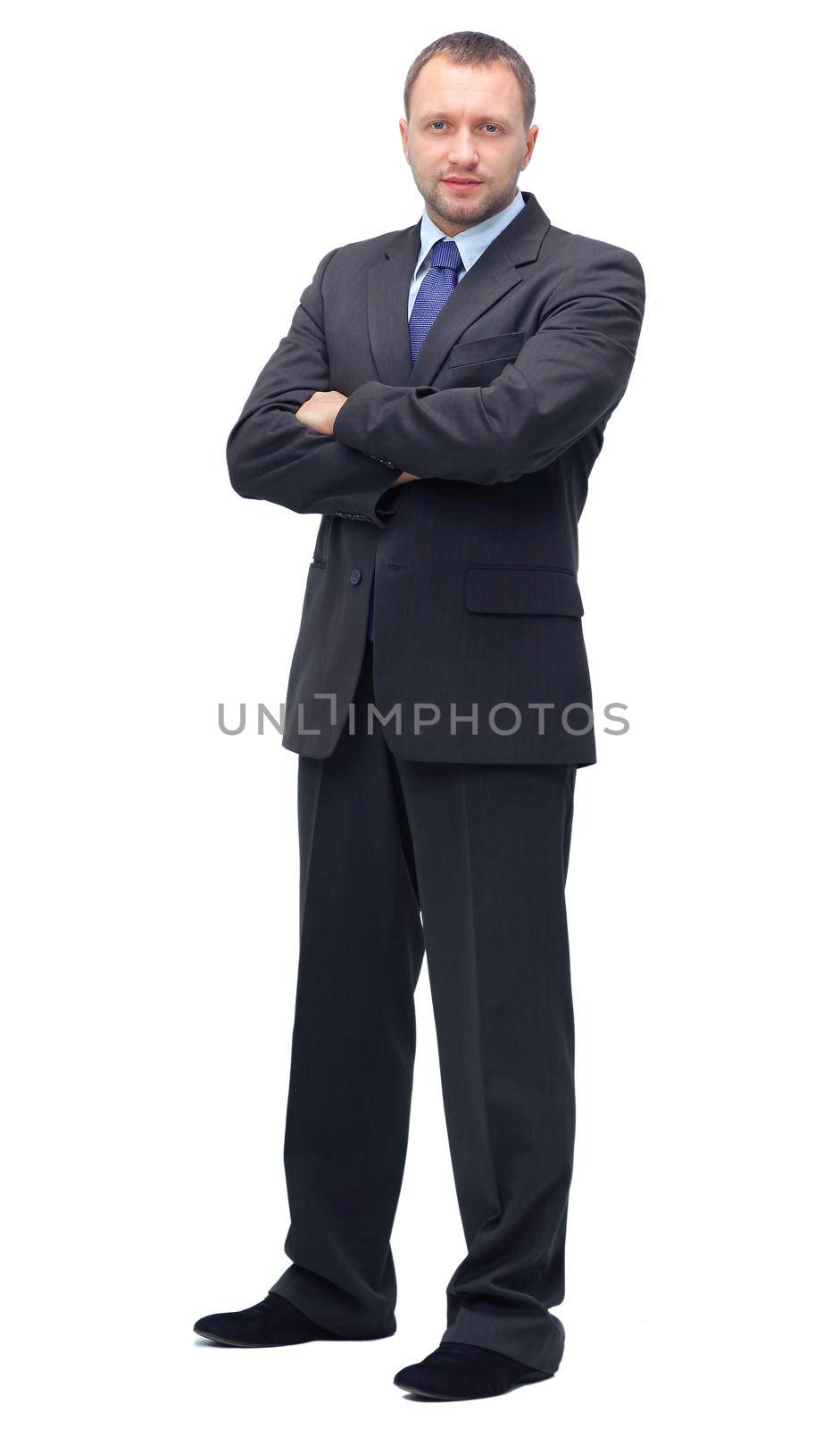 Portrait of a young businessman isolated on white background