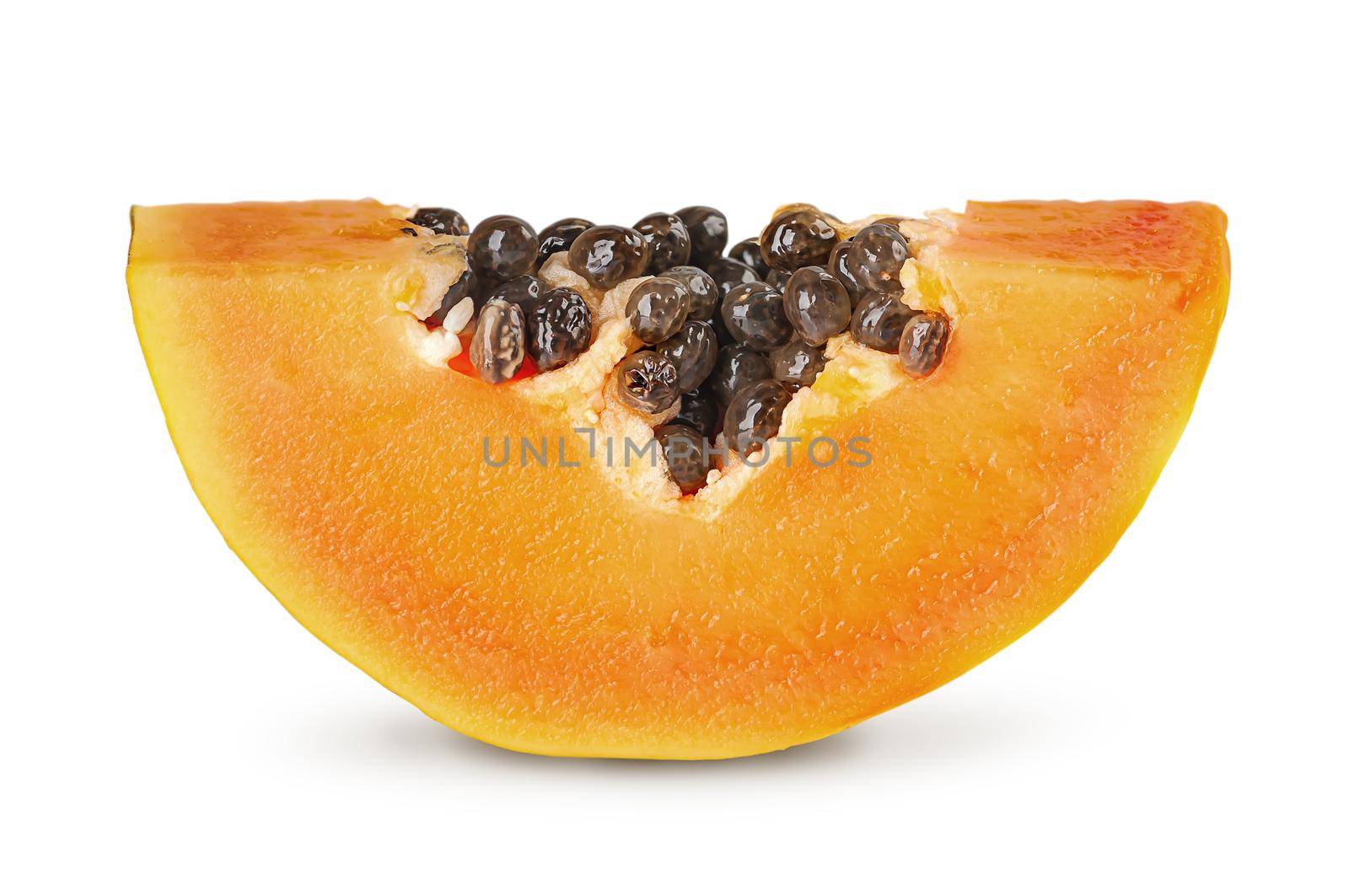 Small piece of ripe papaya isolated on white background