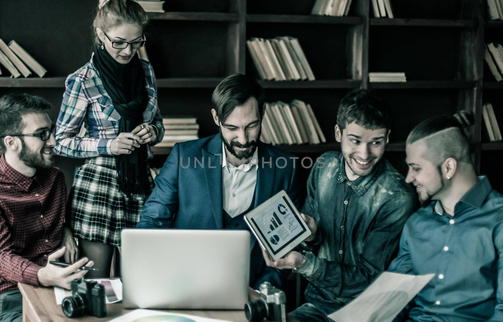 business team discussing a new advertising project of the company in a modern office