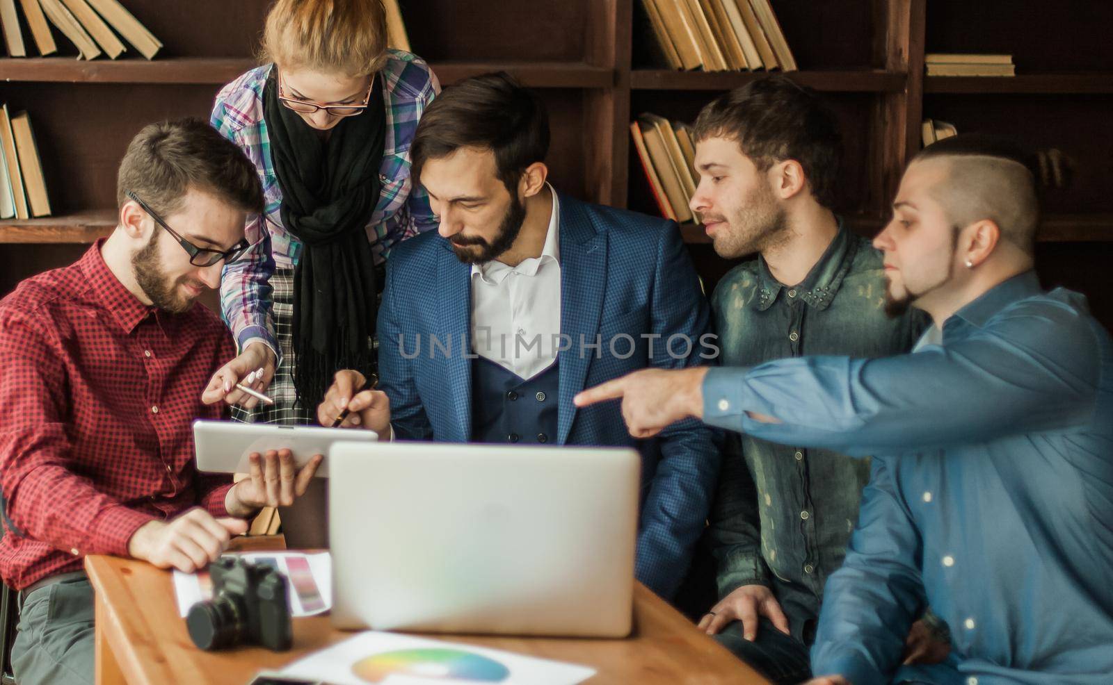 business team discussing a new advertising project of the company in a modern office