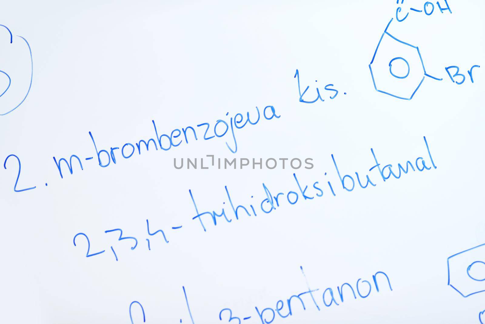 abstract science and  chemical molecule structure on white board in school classroom background