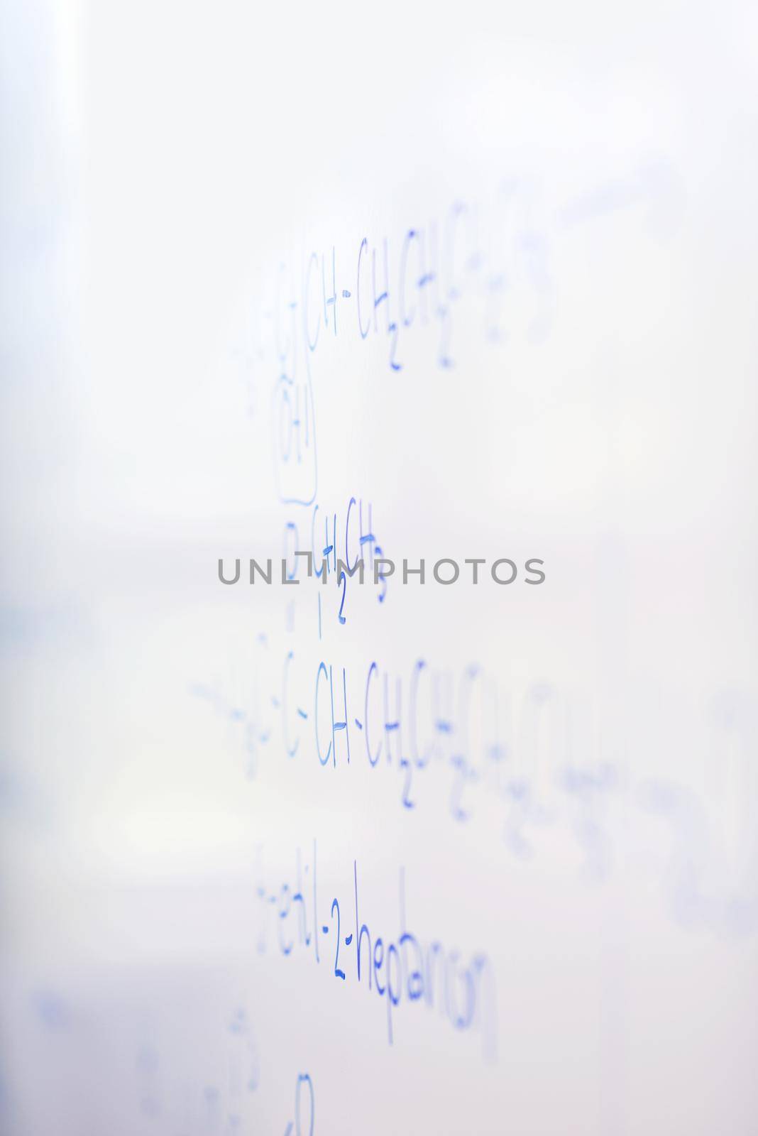 abstract science and  chemical molecule structure on white board in school classroom background