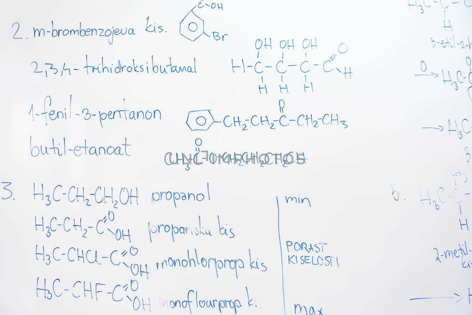 abstract science and  chemical molecule structure on white board in school classroom background