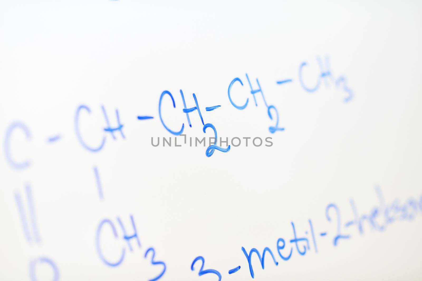 abstract science and  chemical molecule structure on white board in school classroom background