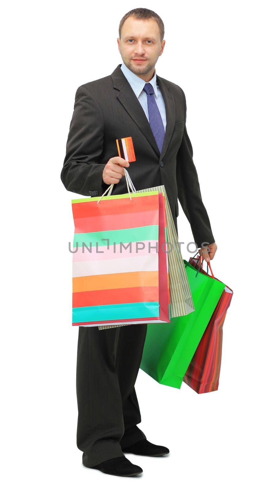 Happy shopping man. Isolated over white background by tsyhun