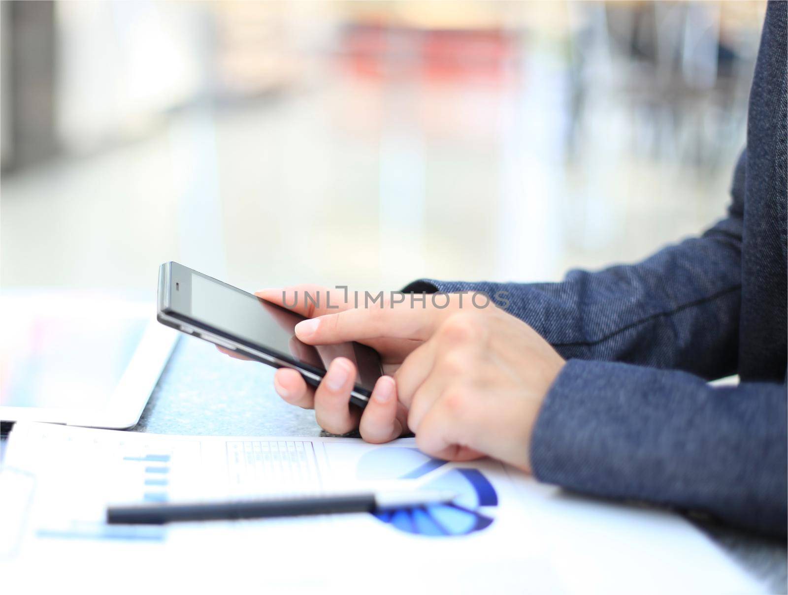 Modern workplace with digital tablet computer and mobile phone