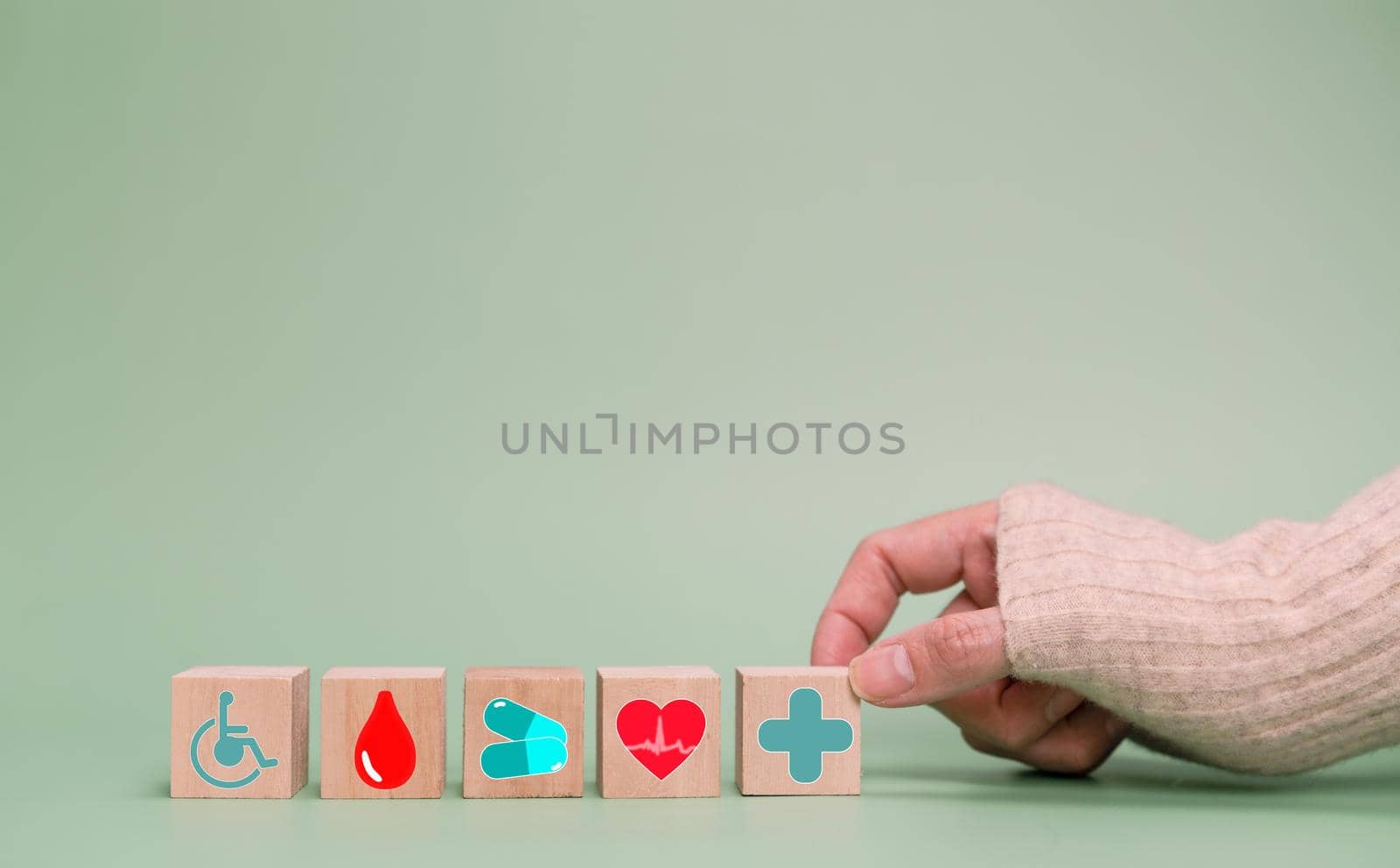 Hand people chooses a icons healthcare symbol