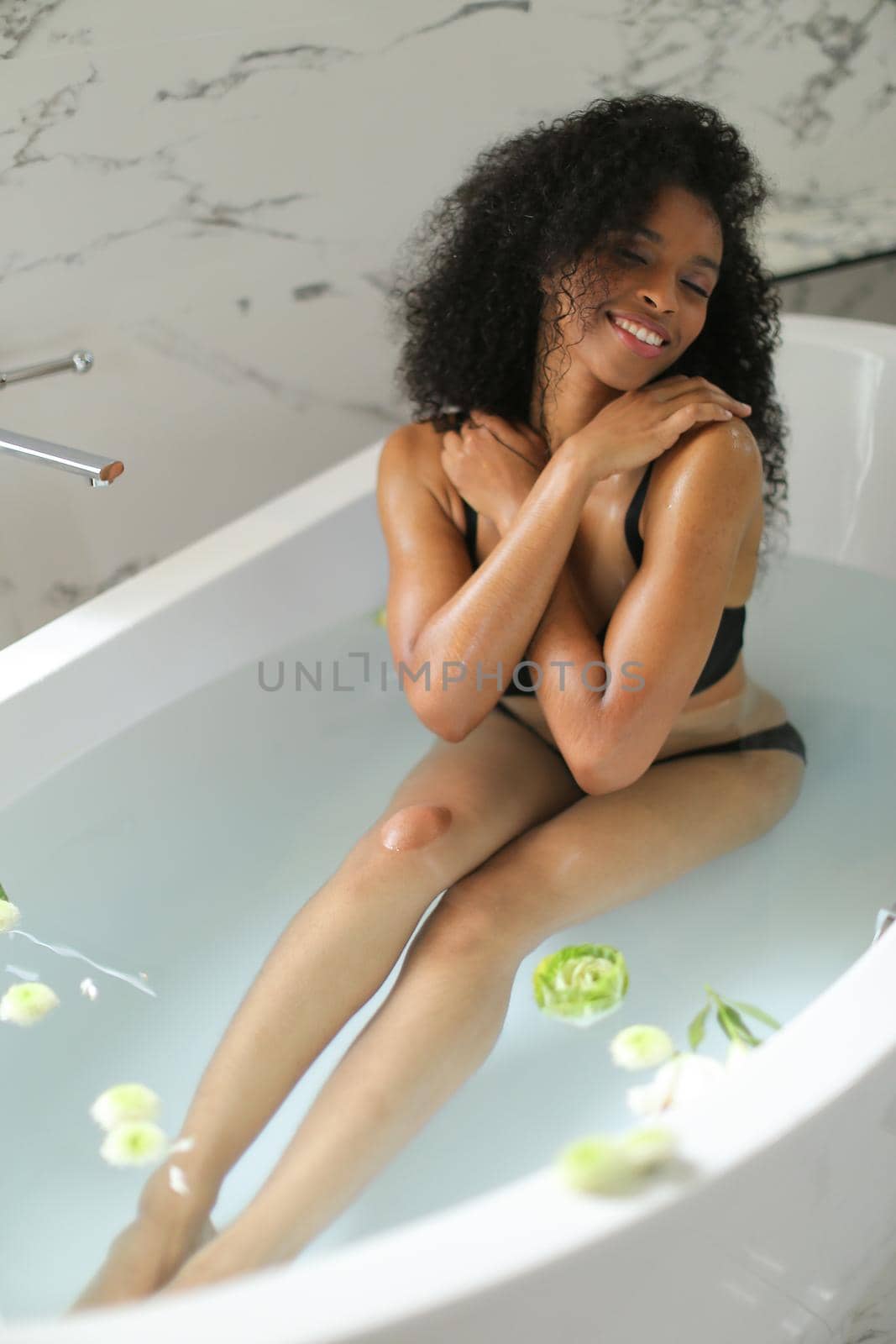 Black girl taking bath and wearing underwear. by sisterspro